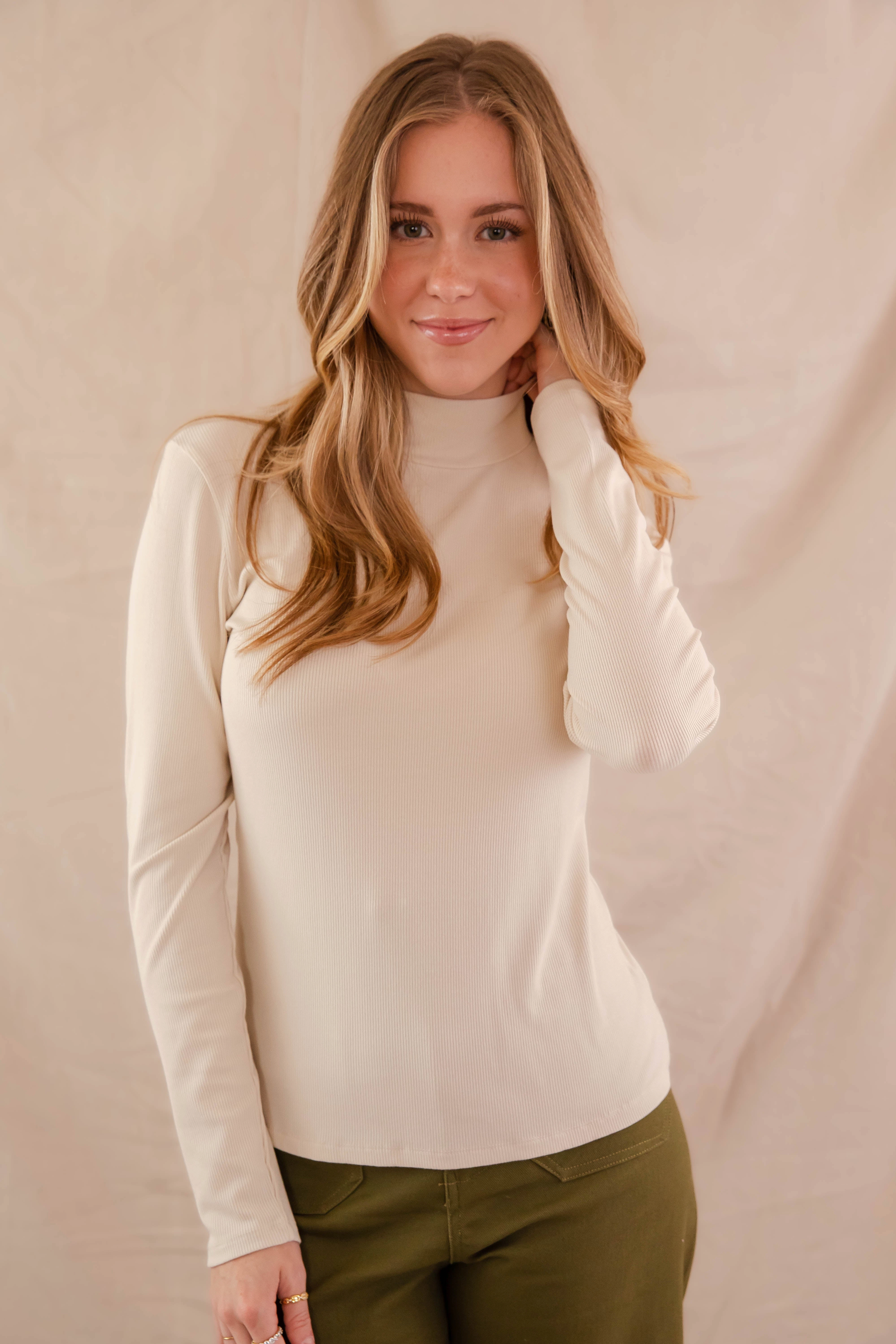 There She Goes Again Ribbed Top-Oatmeal Breathable3DKnit Hybrid Fabric Blend