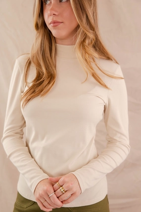 Wicking Inner Lining Slim Fit Design There She Goes Again Ribbed Top-Oatmeal