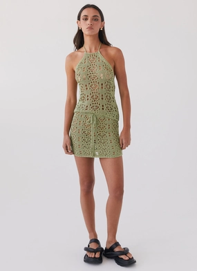 abrasion resistant coating Multi Use Piece Free Mind Crochet Mini Skirt - Light Olive