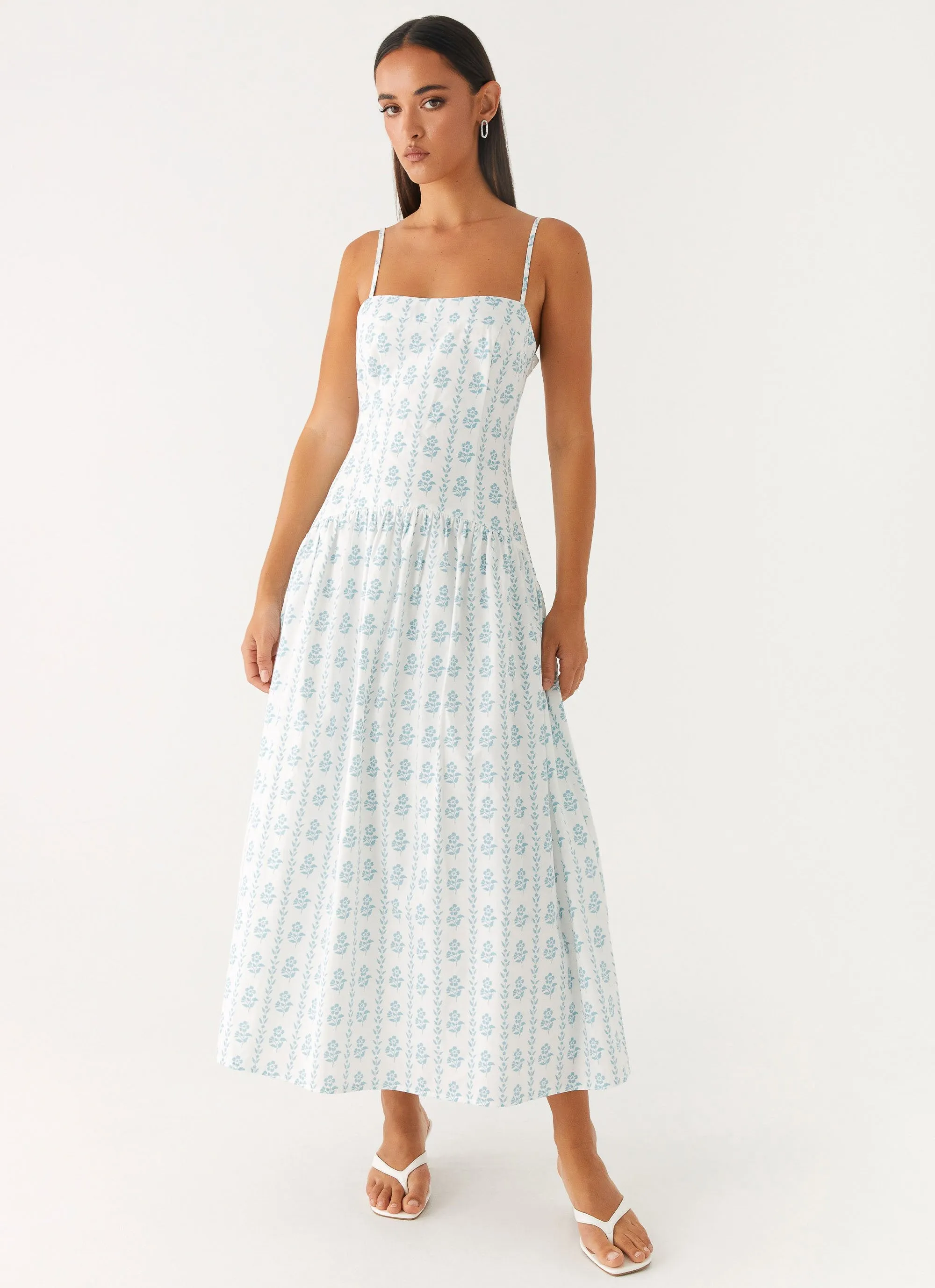 Sheer Panel Simple formal dress Amelie Midi Dress - Sweet Daydream Print