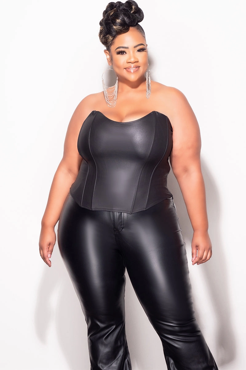 Final Sale Plus Size Tube Top in Black Soft Lines