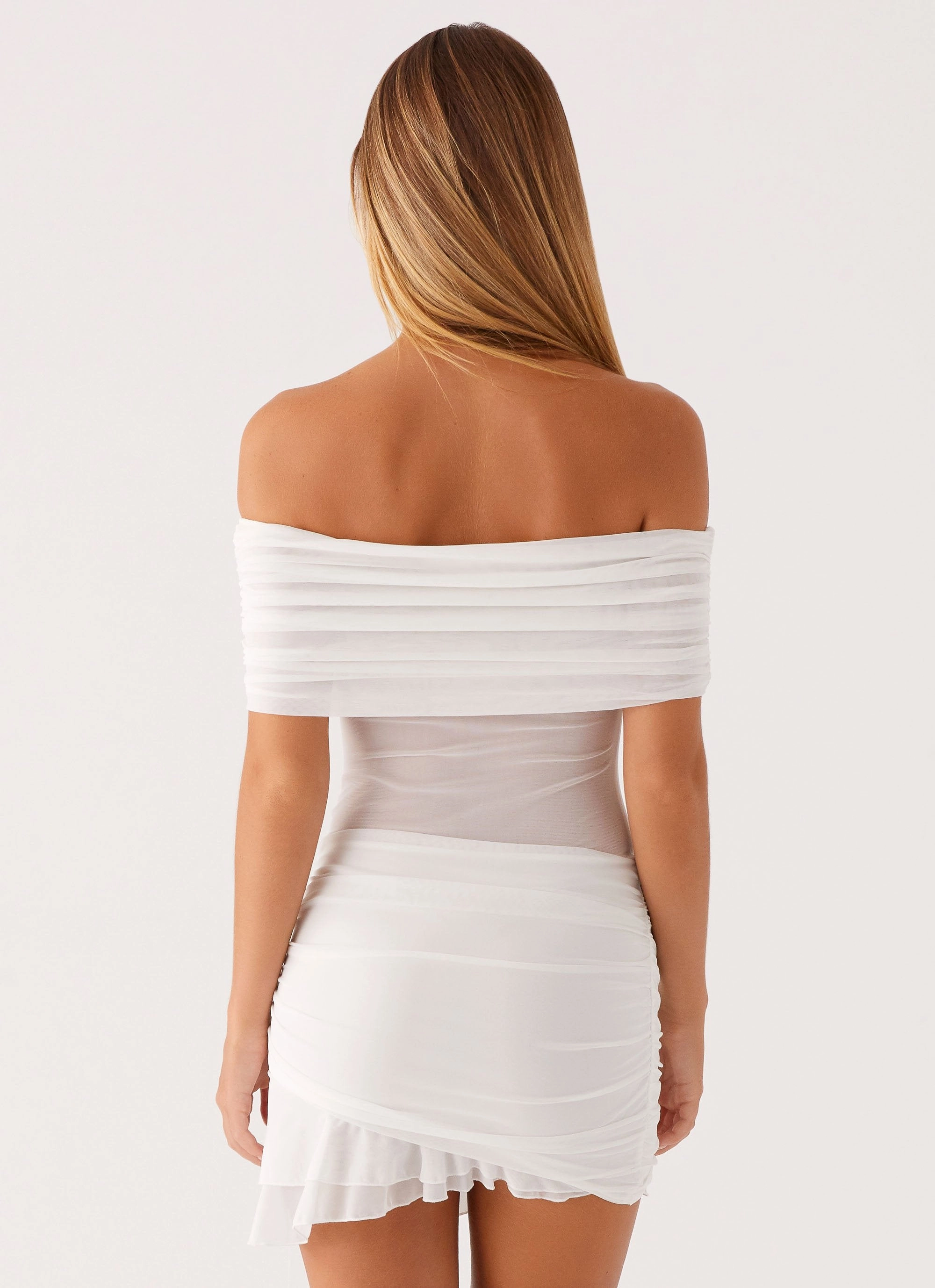 Soft Harmony Nelly Off Shoulder Mini Dress - White