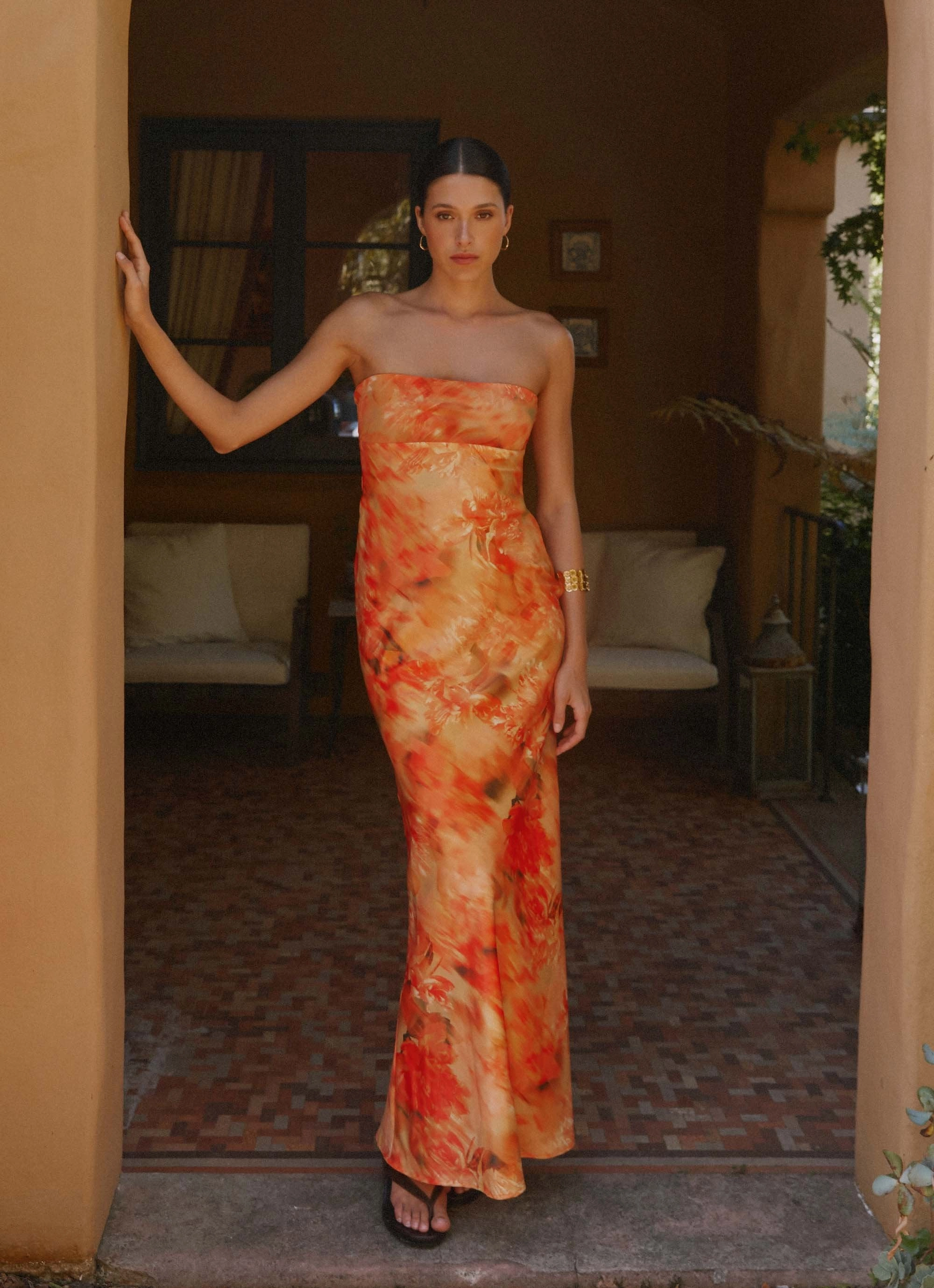 Carmen Maxi Dress - Sunset Floral Timeless Fit Flexible Layers