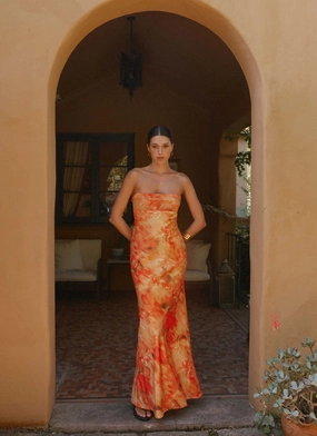 Carmen Maxi Dress - Sunset Floral Stylish Look