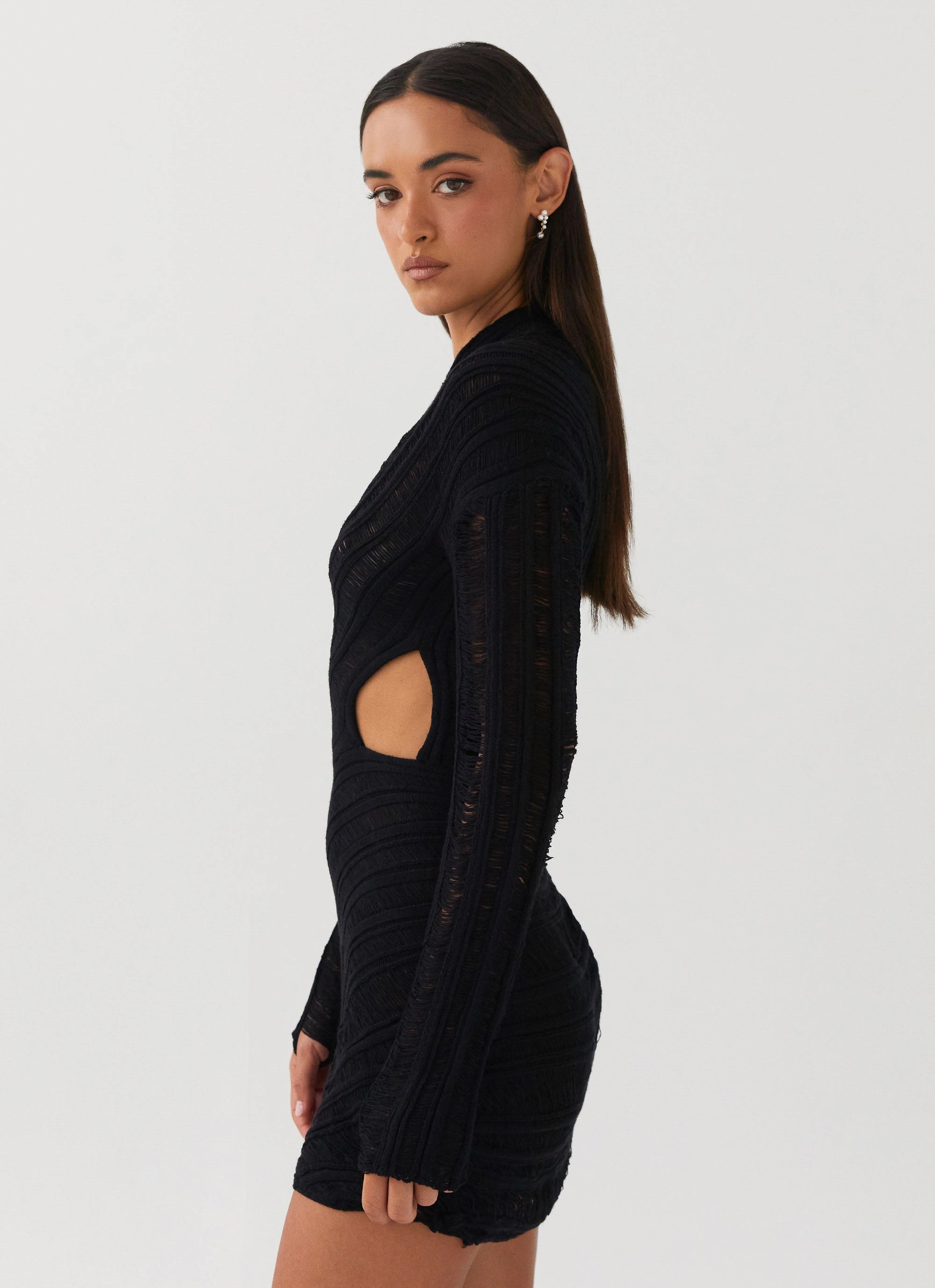 Scoop-Neck Angels Wing Dress - Black