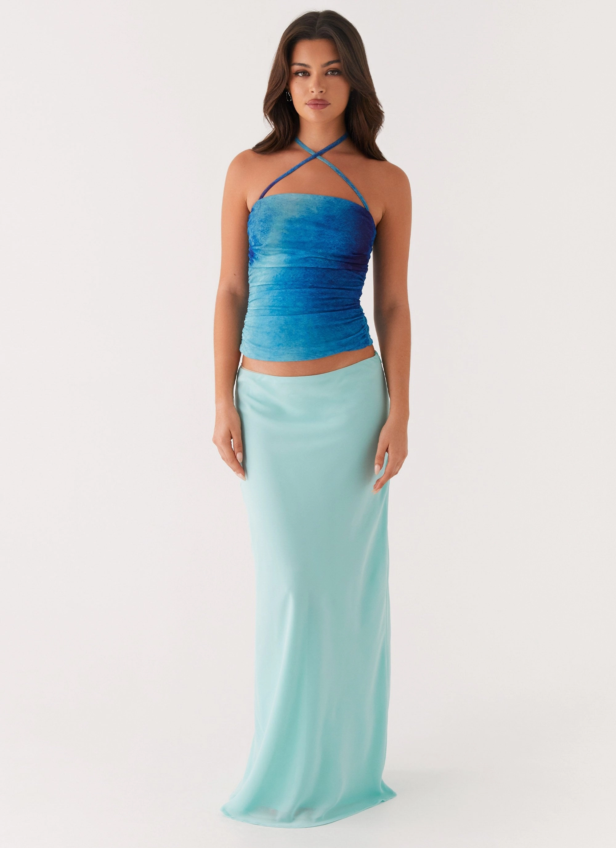 Vintage Hoodie Remedy Halter Top - Blue Tie Dye