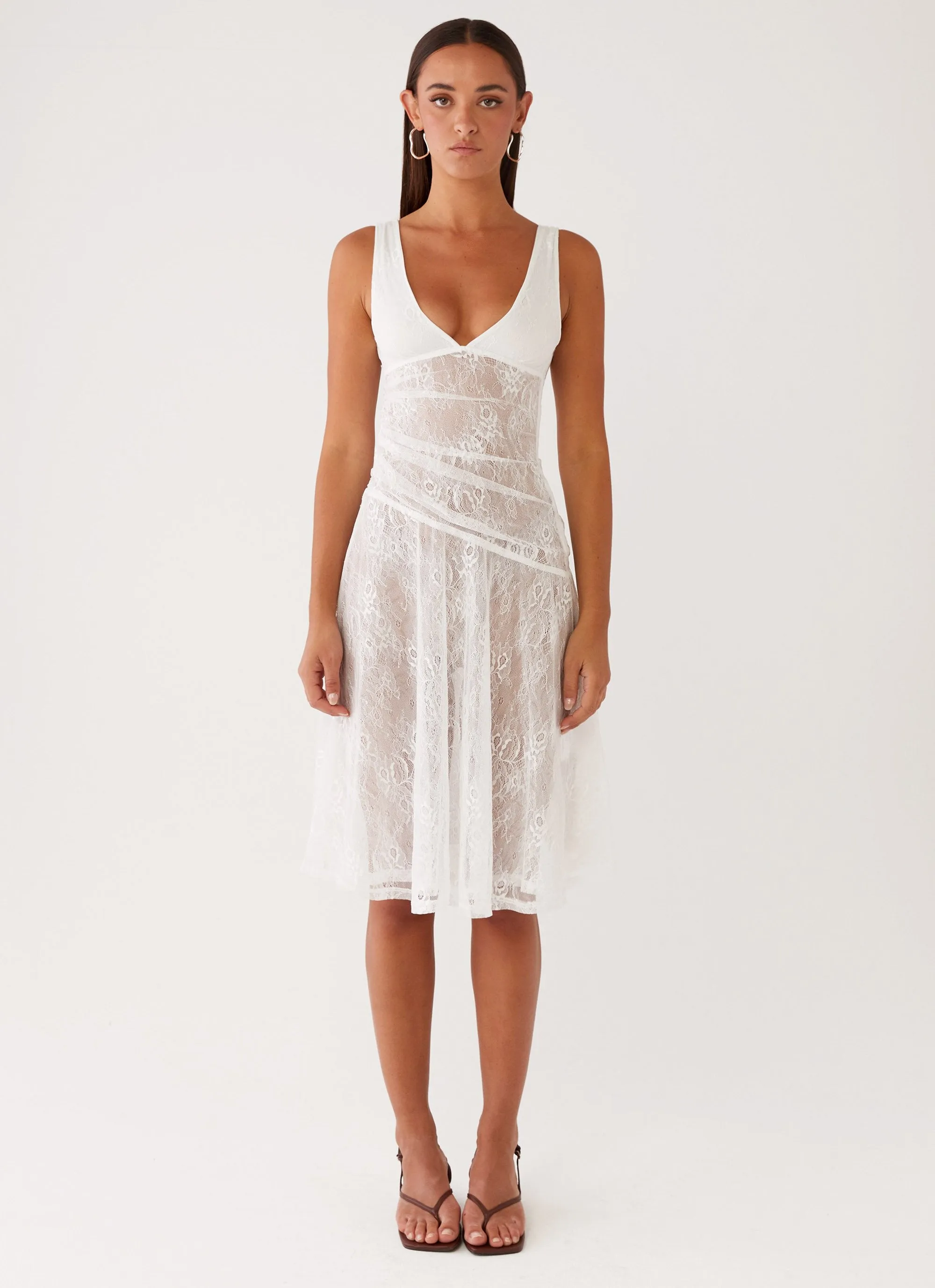Cool Palette Chill Wear Remember Me Lace Midi Dress - White