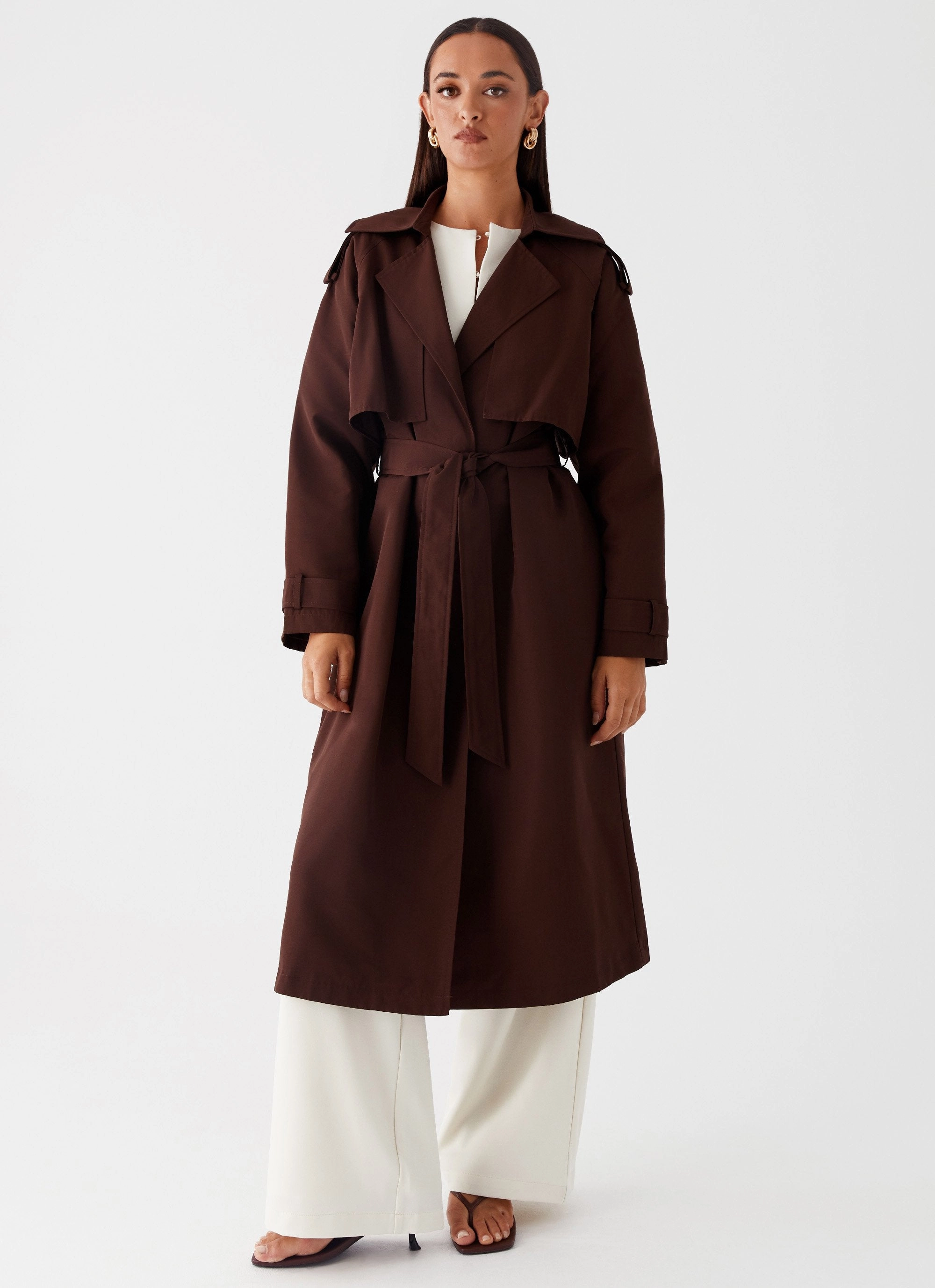 Adaptive Layering System Two Way Zipper Rent Free Trench Coat - Chocolate