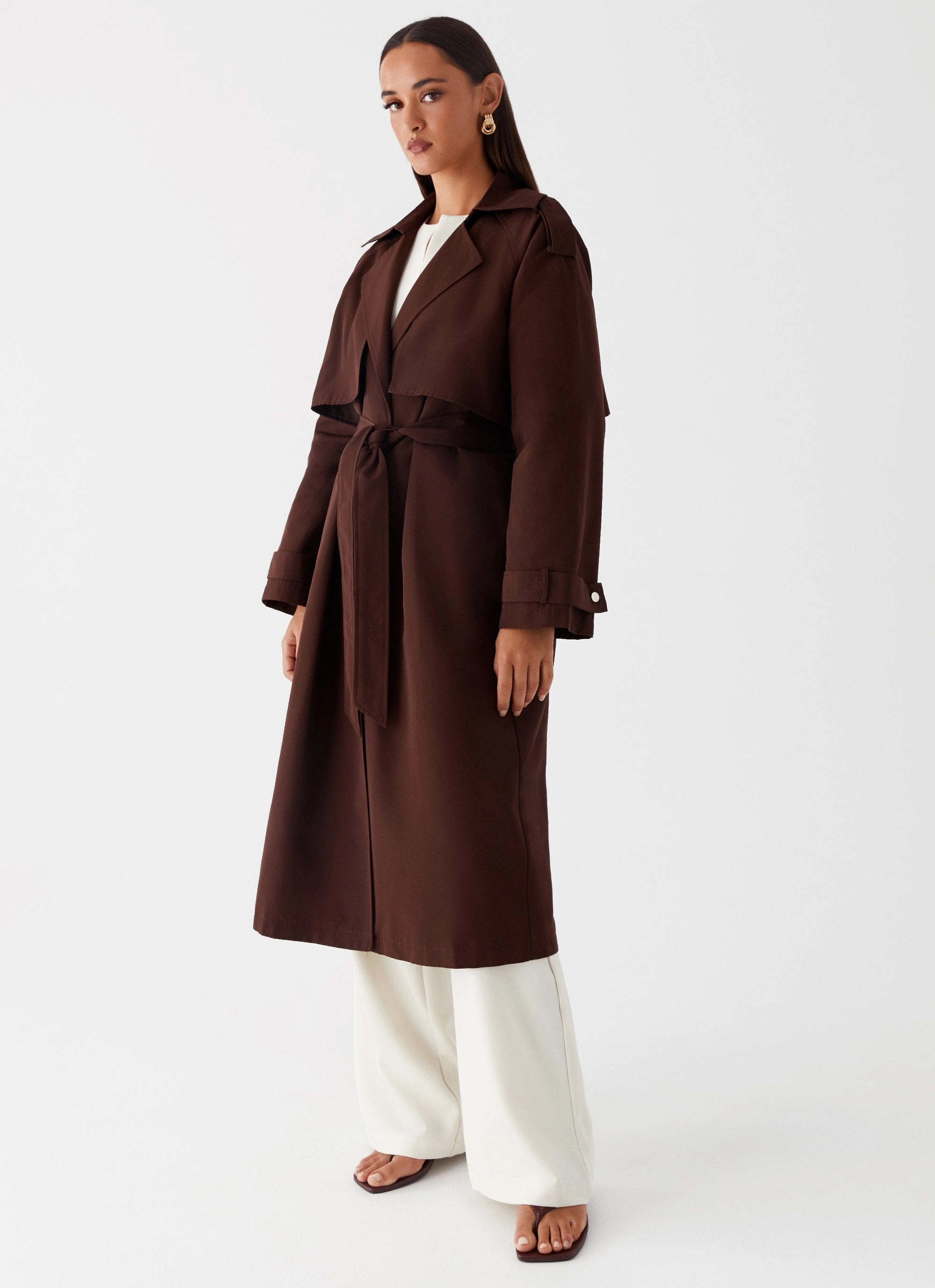 Storm Ready Gear Bonded Hemline Rent Free Trench Coat - Chocolate