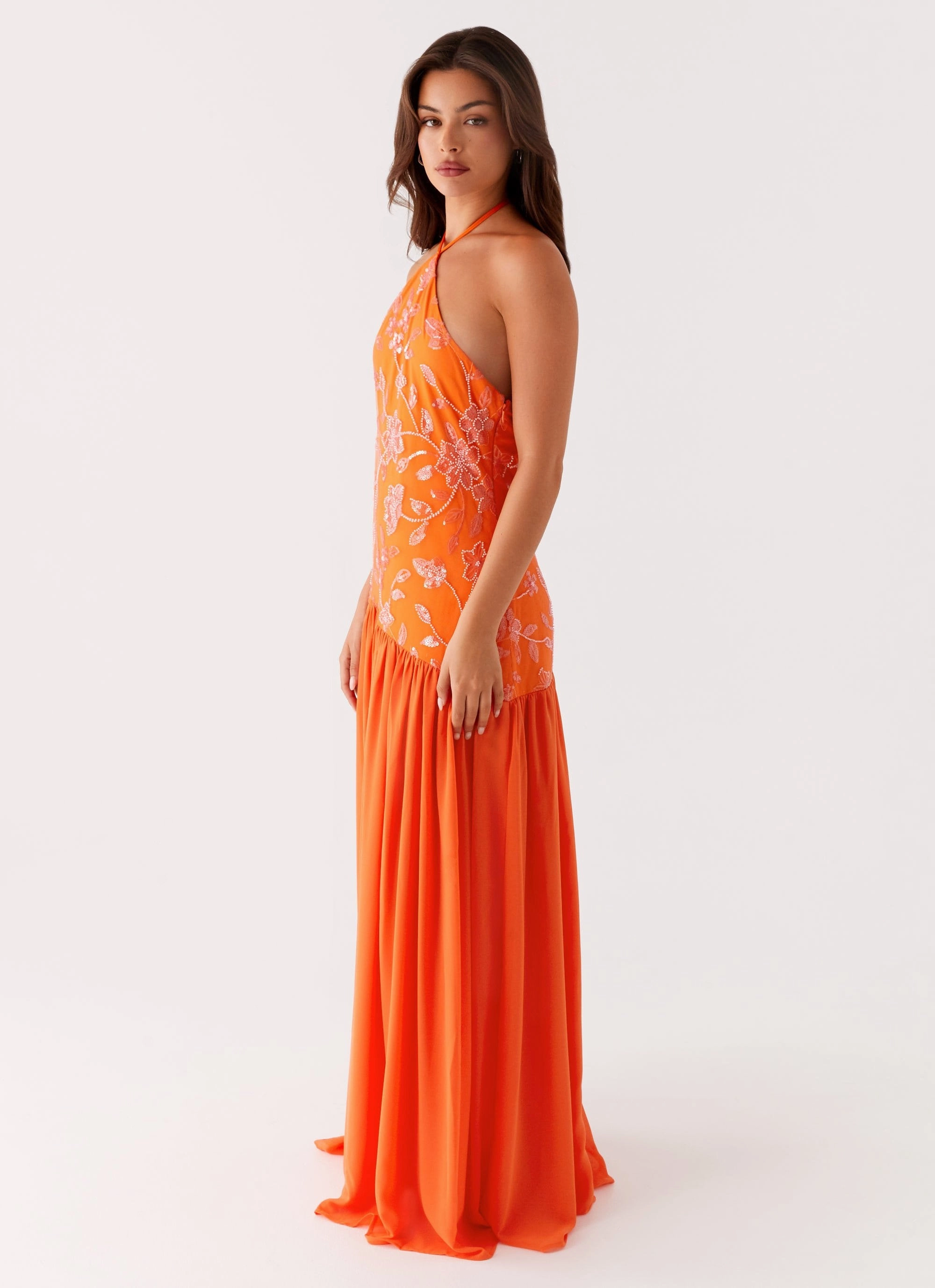 Janelle Beaded Maxi Dress - Orange effortless grace Subtle Detail
