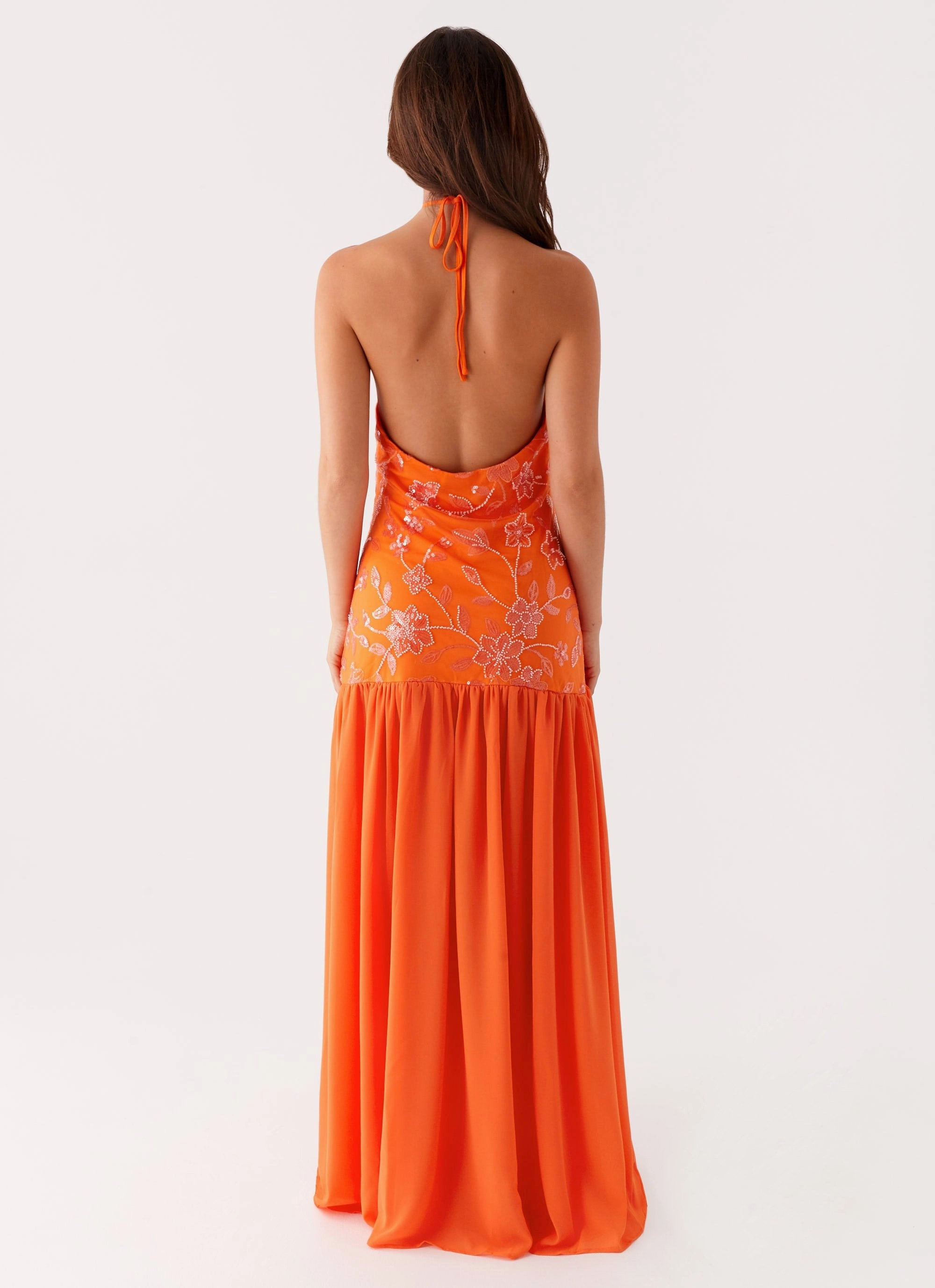 Winter-Season Gift-Worthy Janelle Beaded Maxi Dress - Orange