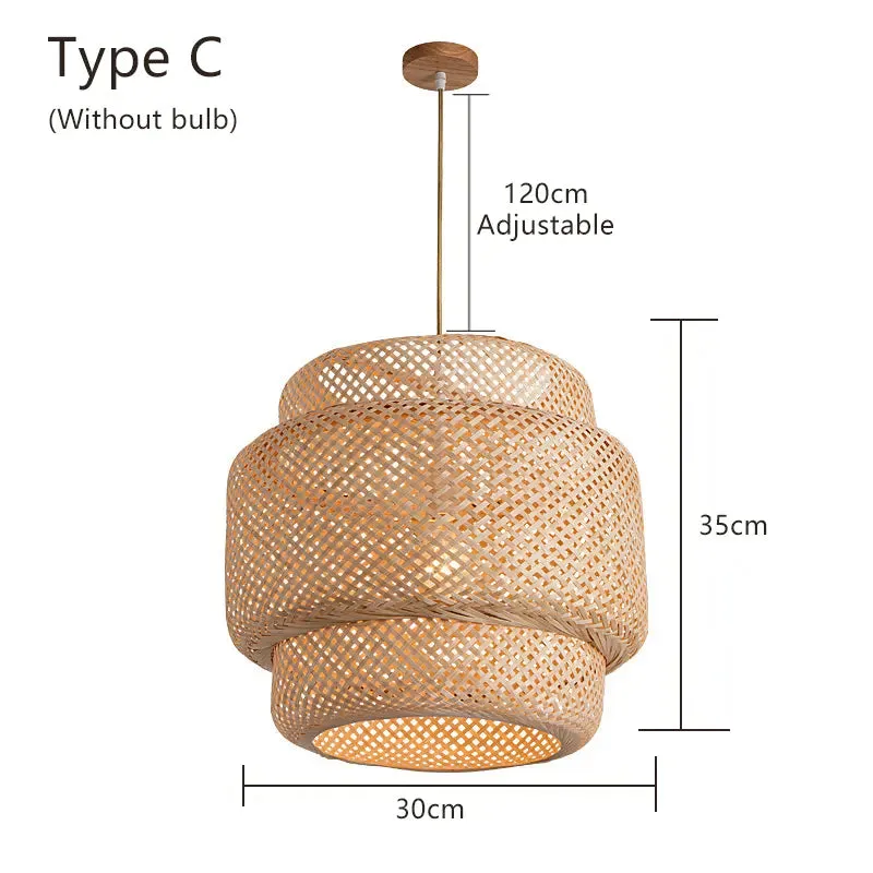 Restaurant Chandelier Tea House Lantern Bamboo Weave Chandelier Bamboo Lamp Pendant Lights Rattan Art Bedside Lamp Night