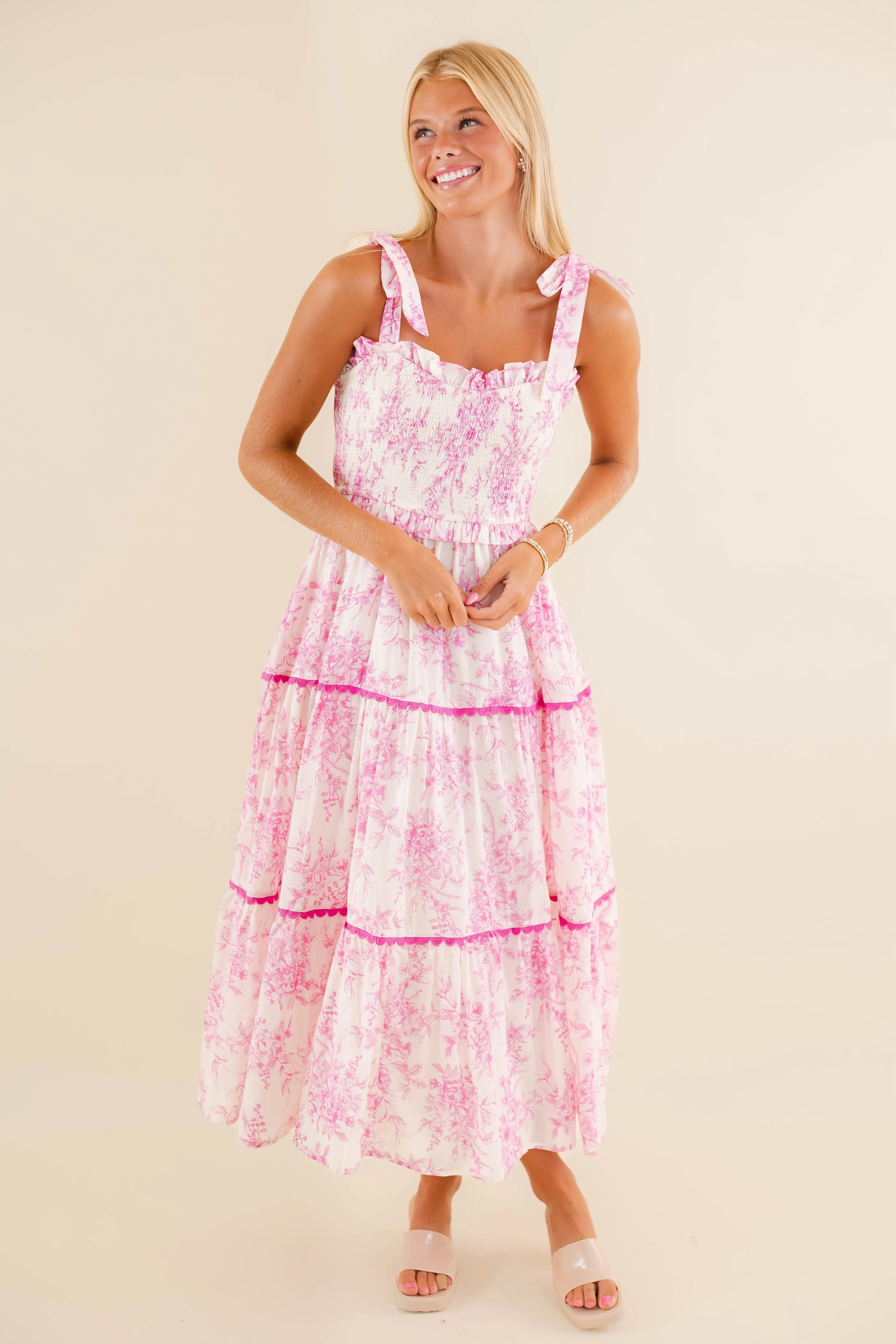 Printed-Lining RESTOCK: A Beautiful Feeling Midi Dress-Pink