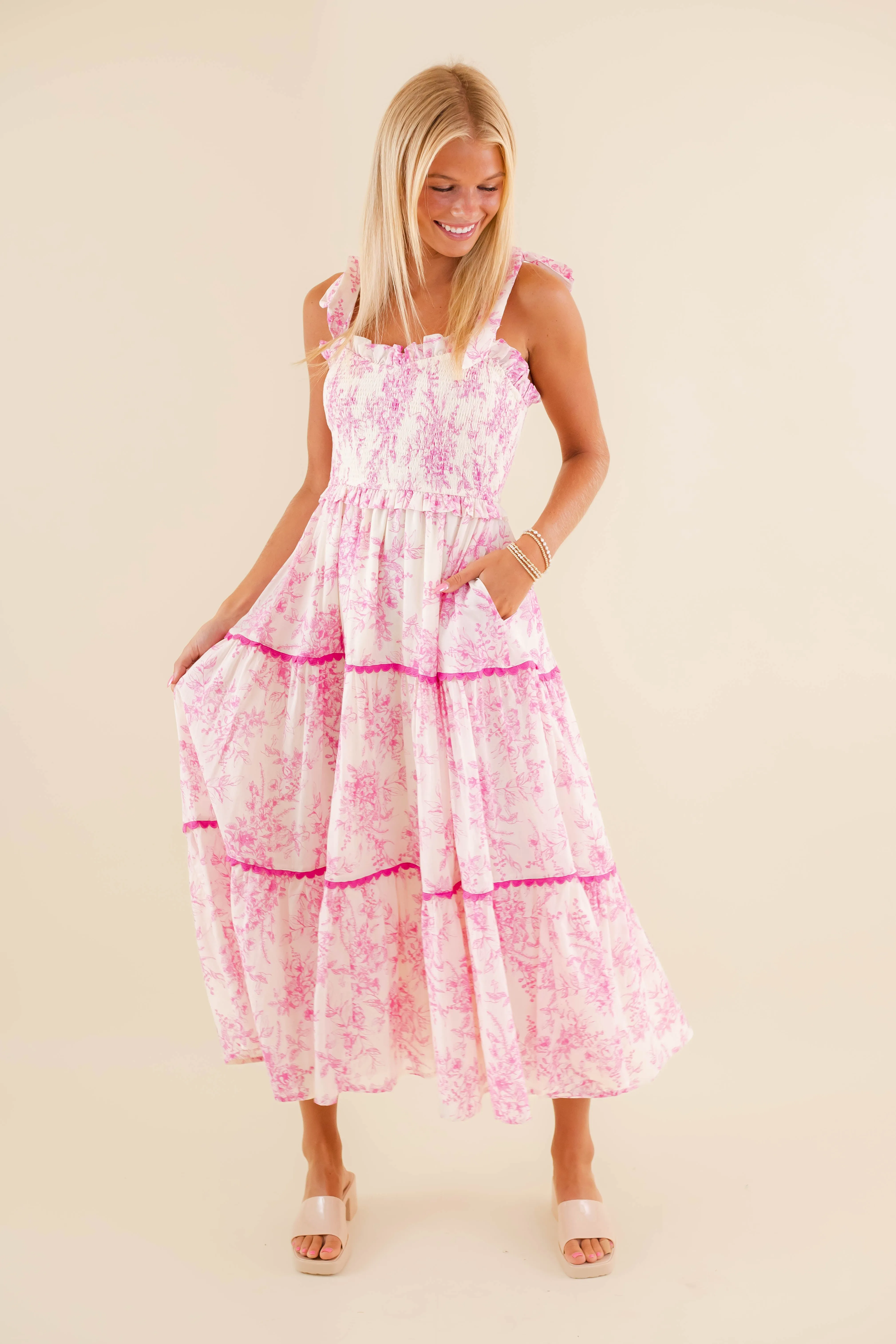 Pure Stitch Walk Grace RESTOCK: A Beautiful Feeling Midi Dress-Pink