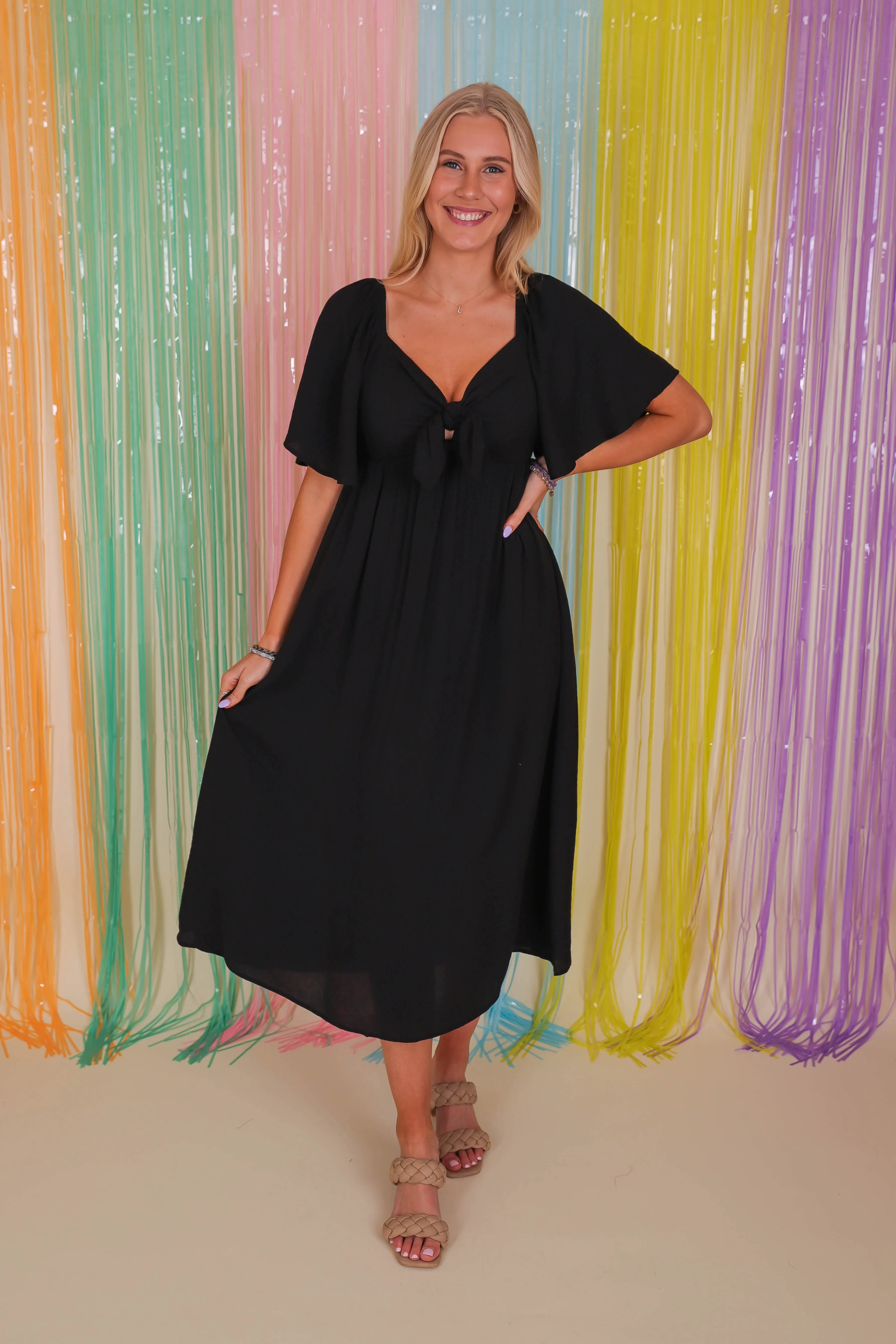 RESTOCK: Always A Delight Midi Dress-Black Elegant formal piece Breezy Comfort