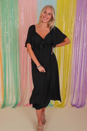 RESTOCK: Always A Delight Midi Dress-Black Comfortable Design Wear