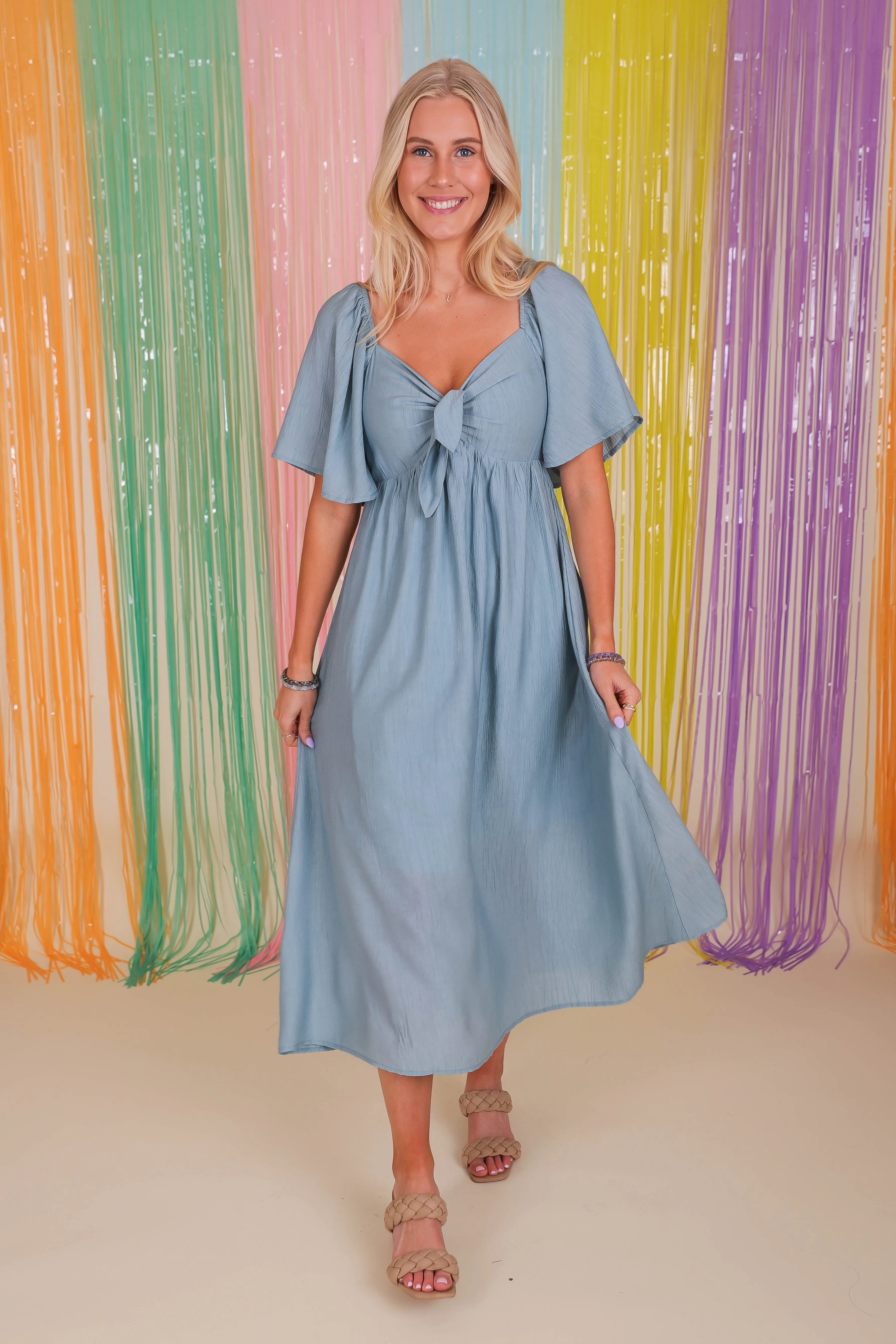 Casual Fit RESTOCK: Always A Delight Midi Dress-Chambray