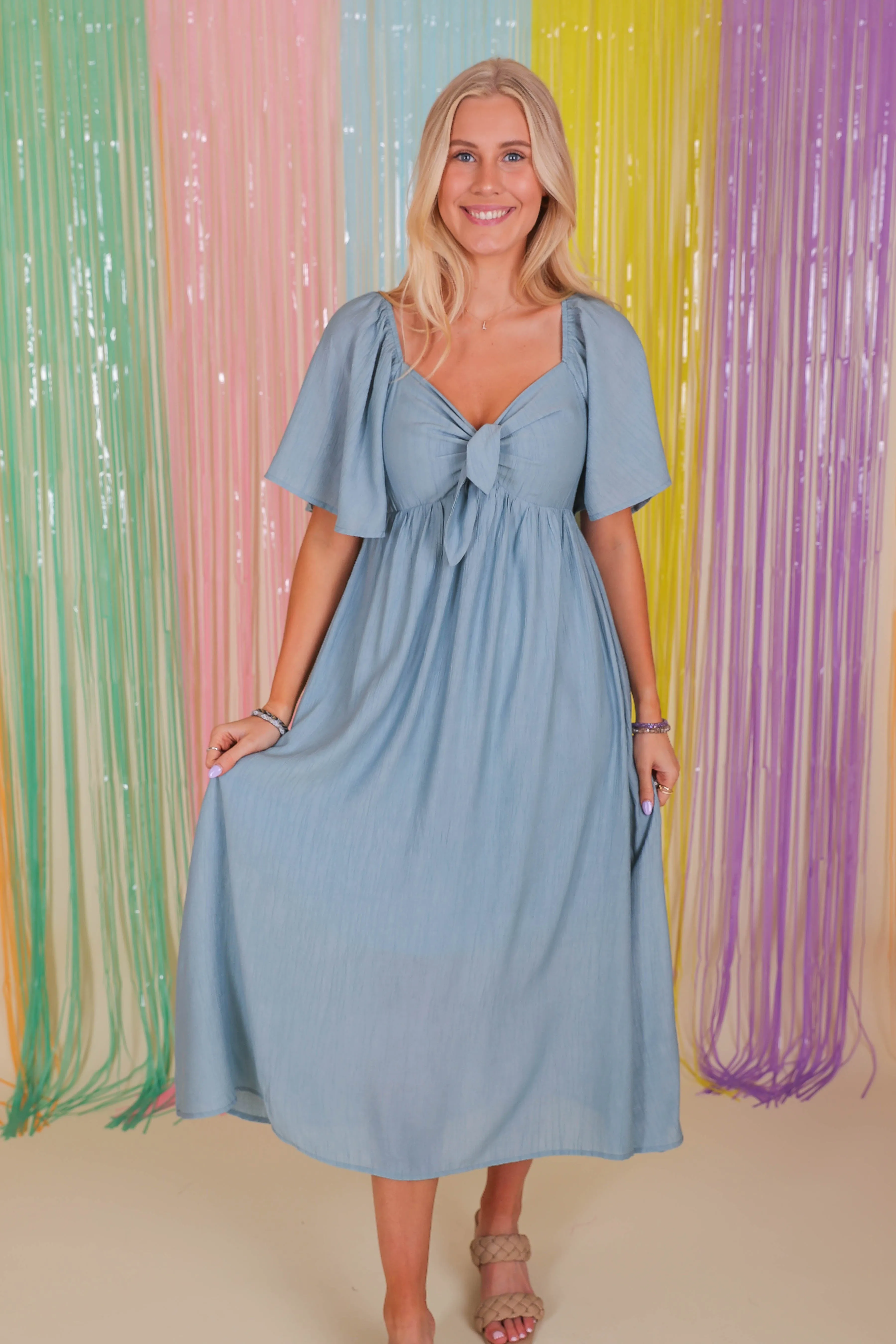 Flowy Layers RESTOCK: Always A Delight Midi Dress-Chambray