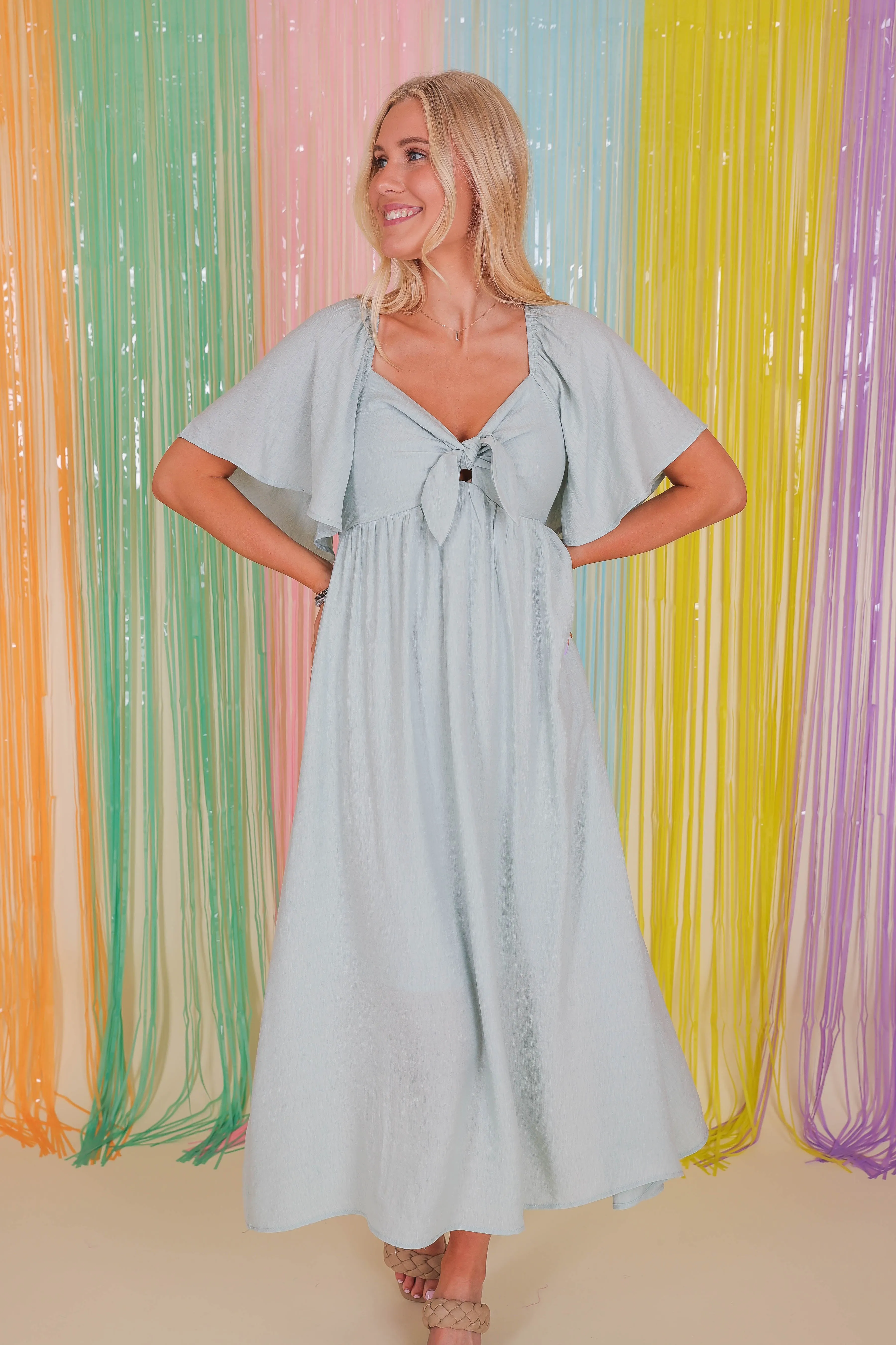 RESTOCK: Always A Delight Midi Dress-Sky Reversible-Style Elastic-Waist