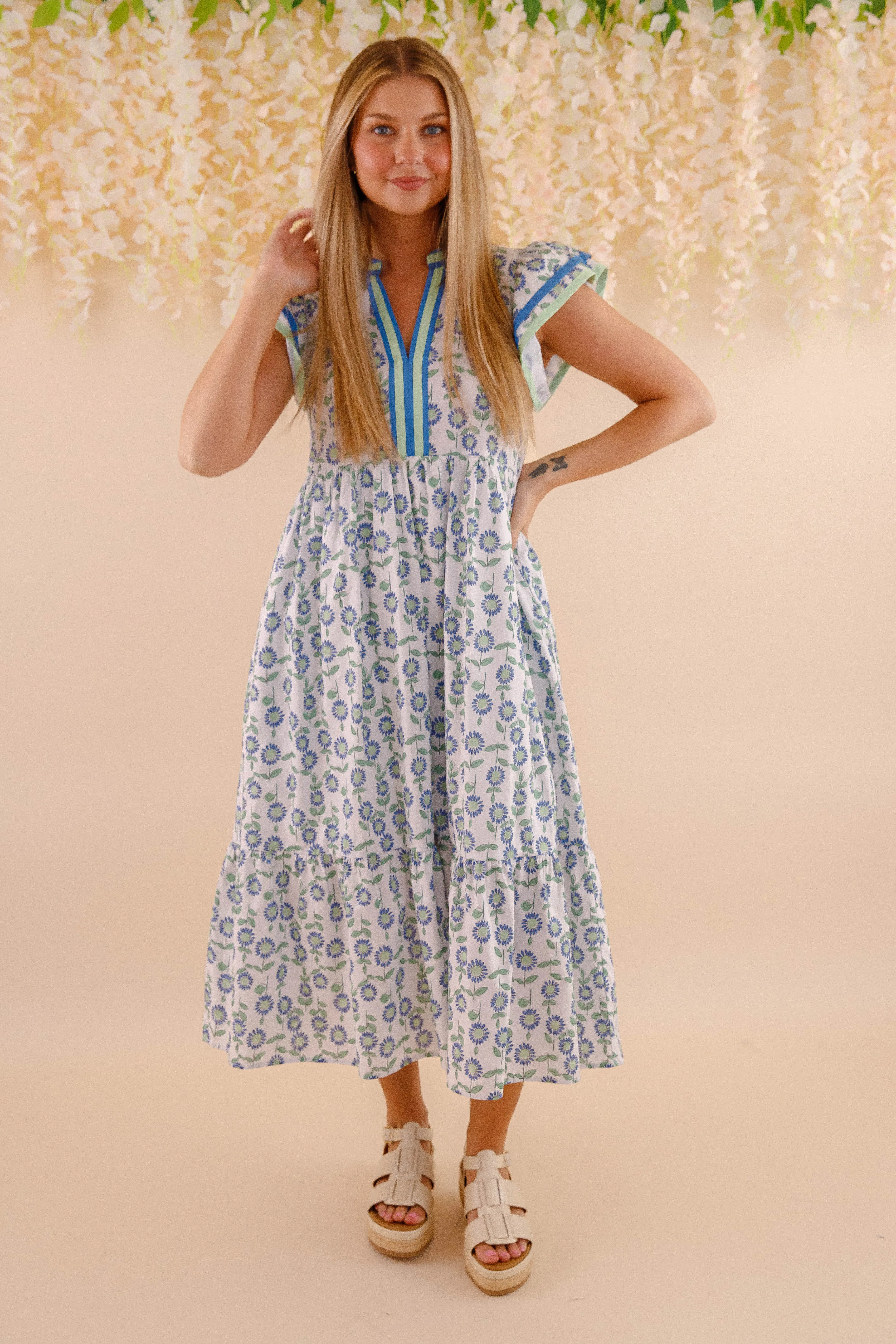 RESTOCK: Nature's Debut Midi Dress Textured Flow
