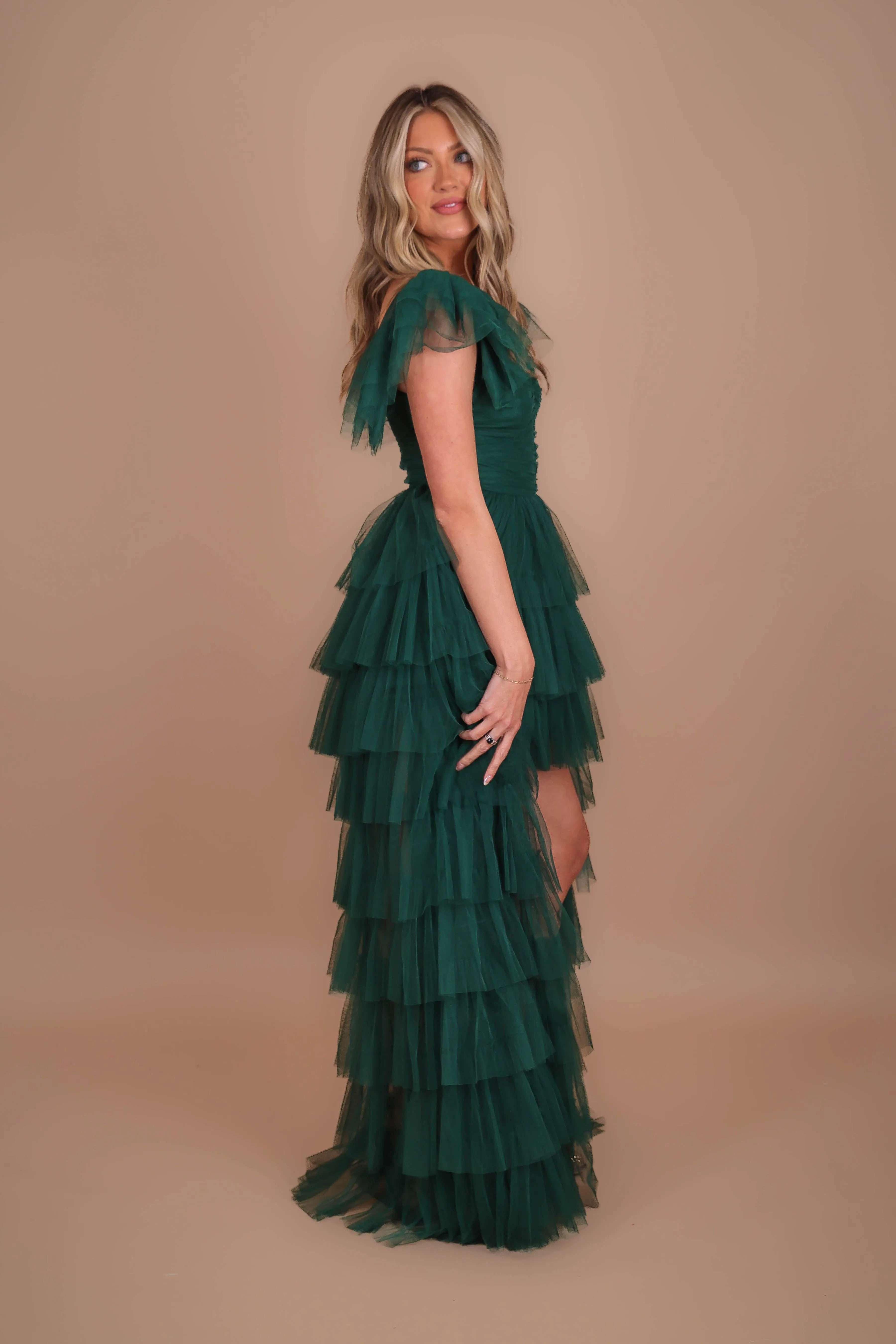 Summer Wardrobe NoiseFreeFabric RESTOCK: On Cloud 9 Tulle Maxi Dress-Hunter Green