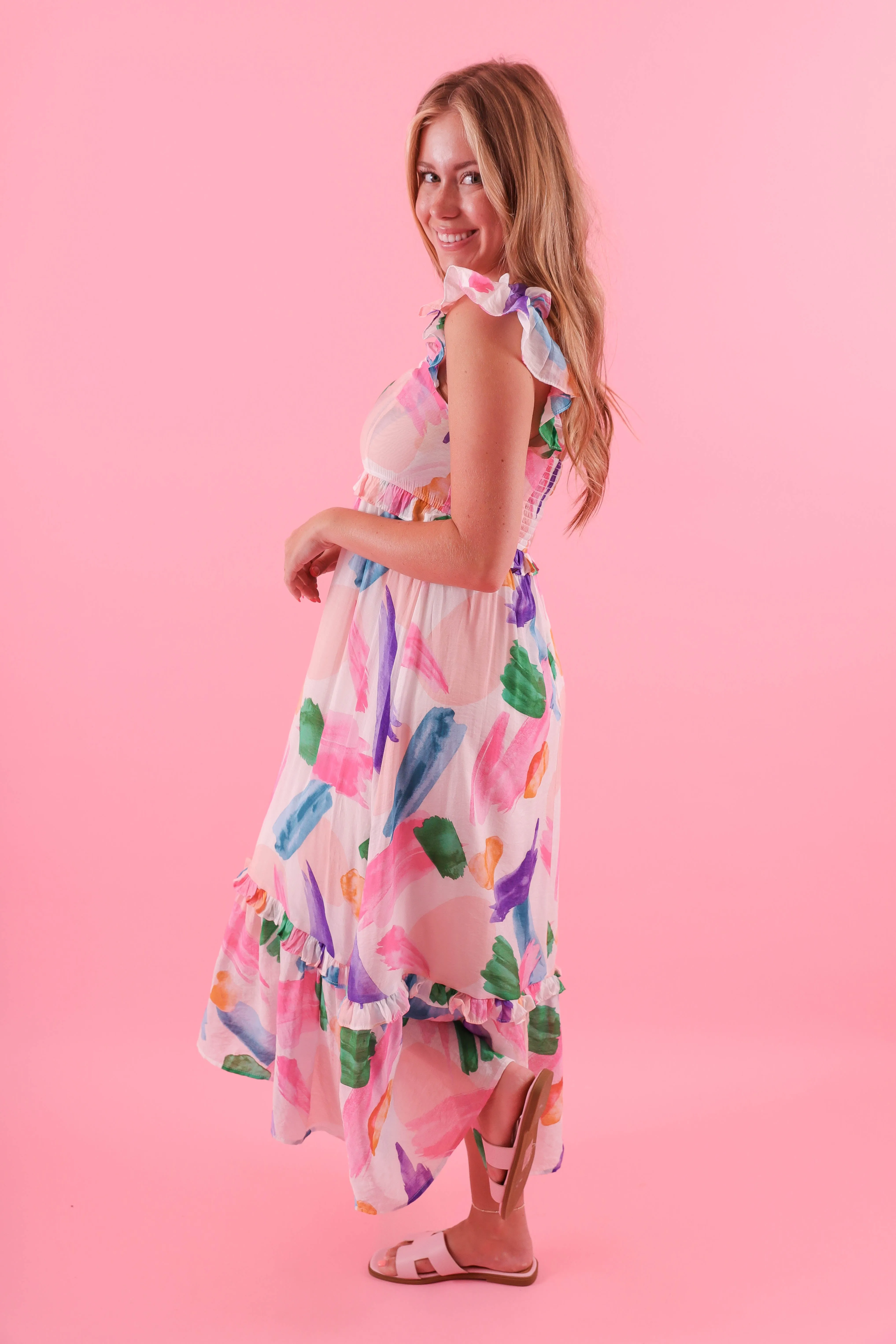 RESTOCK: The World Is My Canvas Midi Dress-White Bold Cut Subtle Flow