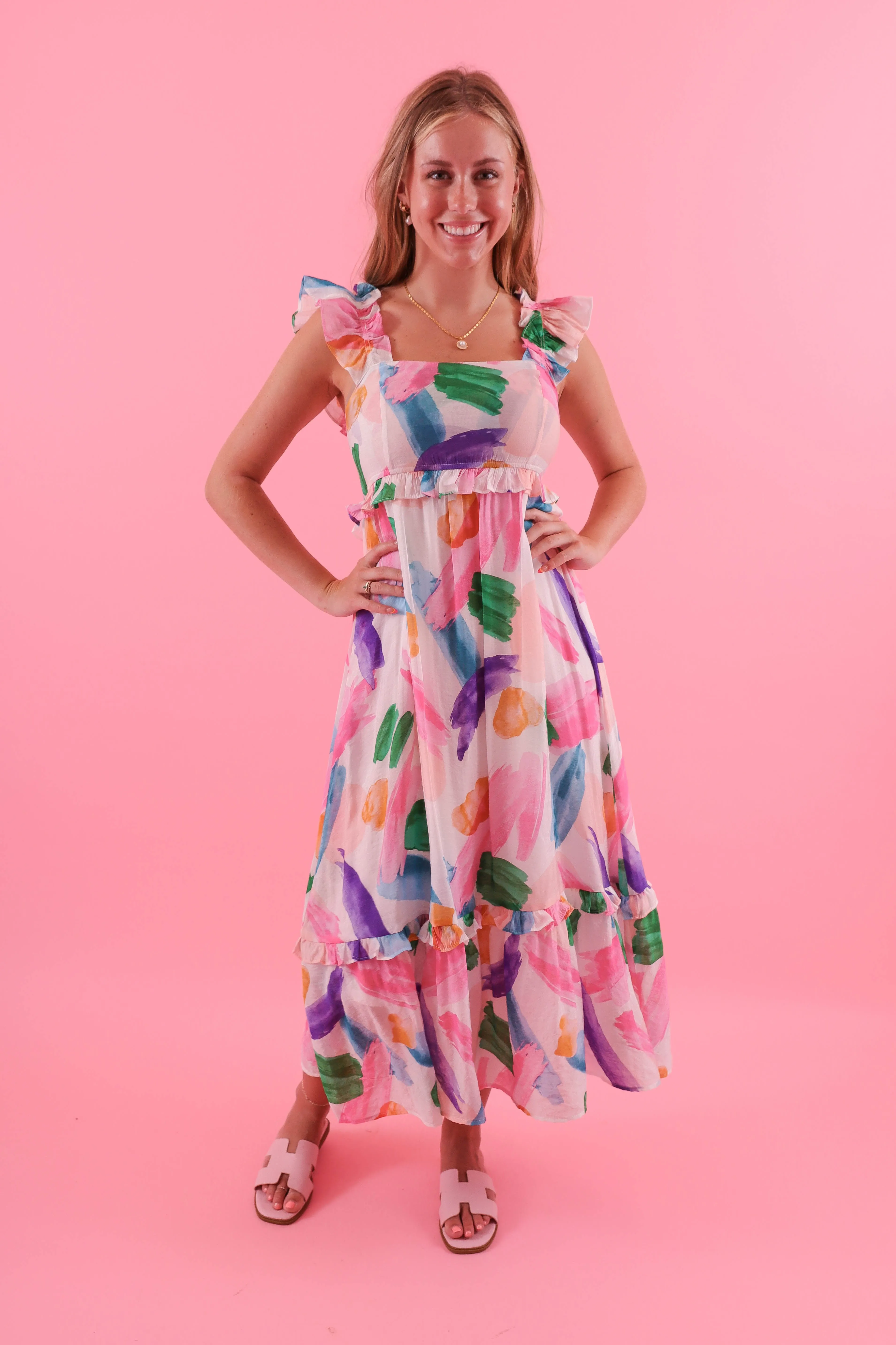 RESTOCK: The World Is My Canvas Midi Dress-White Relaxed and stylish Artistic Detail