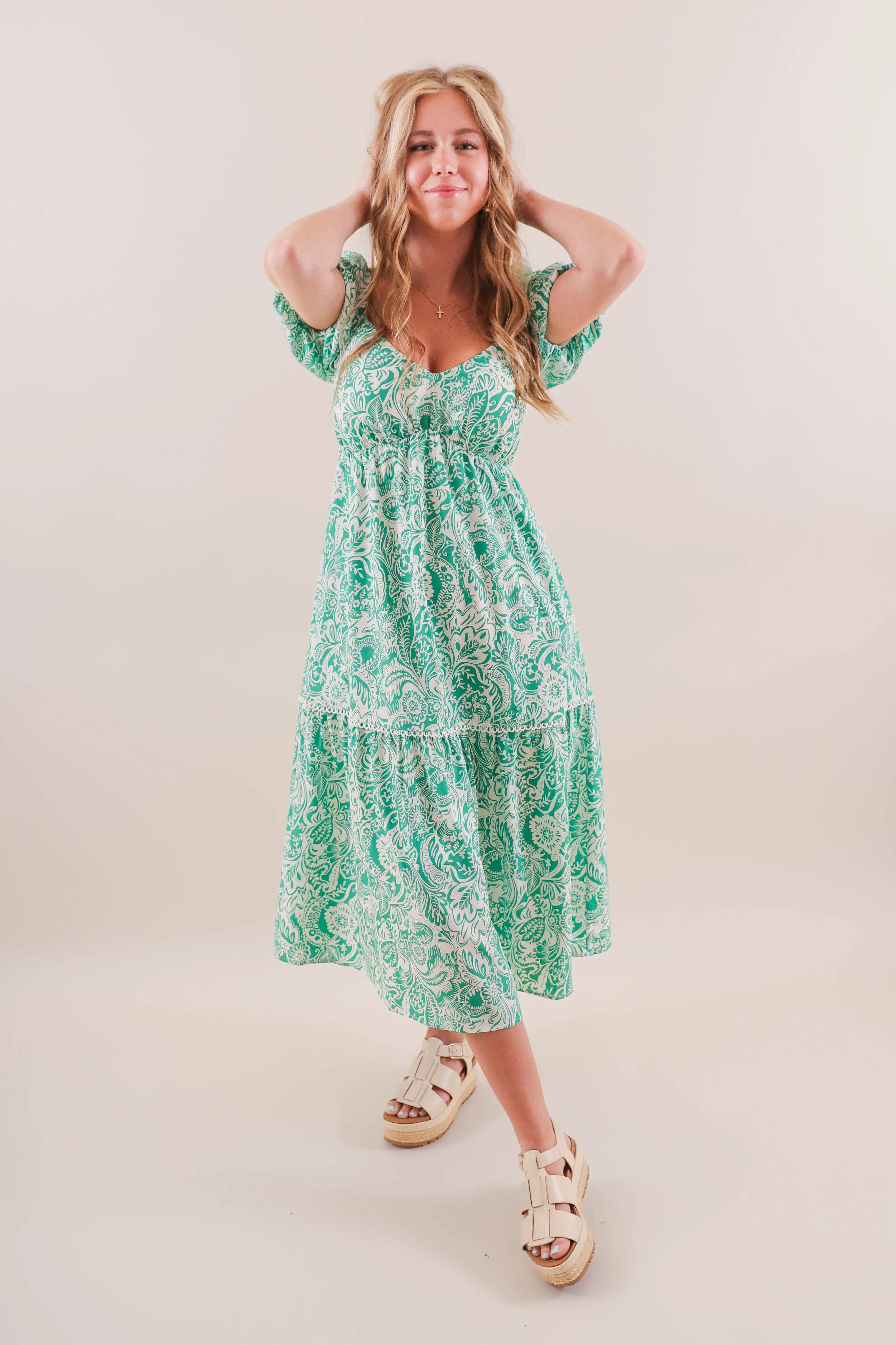 cut out Vibrant patterned dress RESTOCK: Think Happy Thoughts Midi Dress