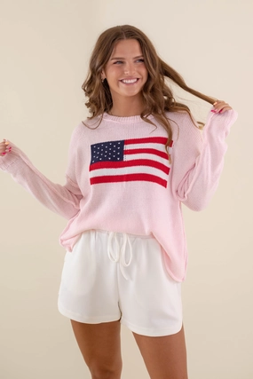Elegant Blouse LightweightConstruction RESTOCK: All American Sweater-Blush