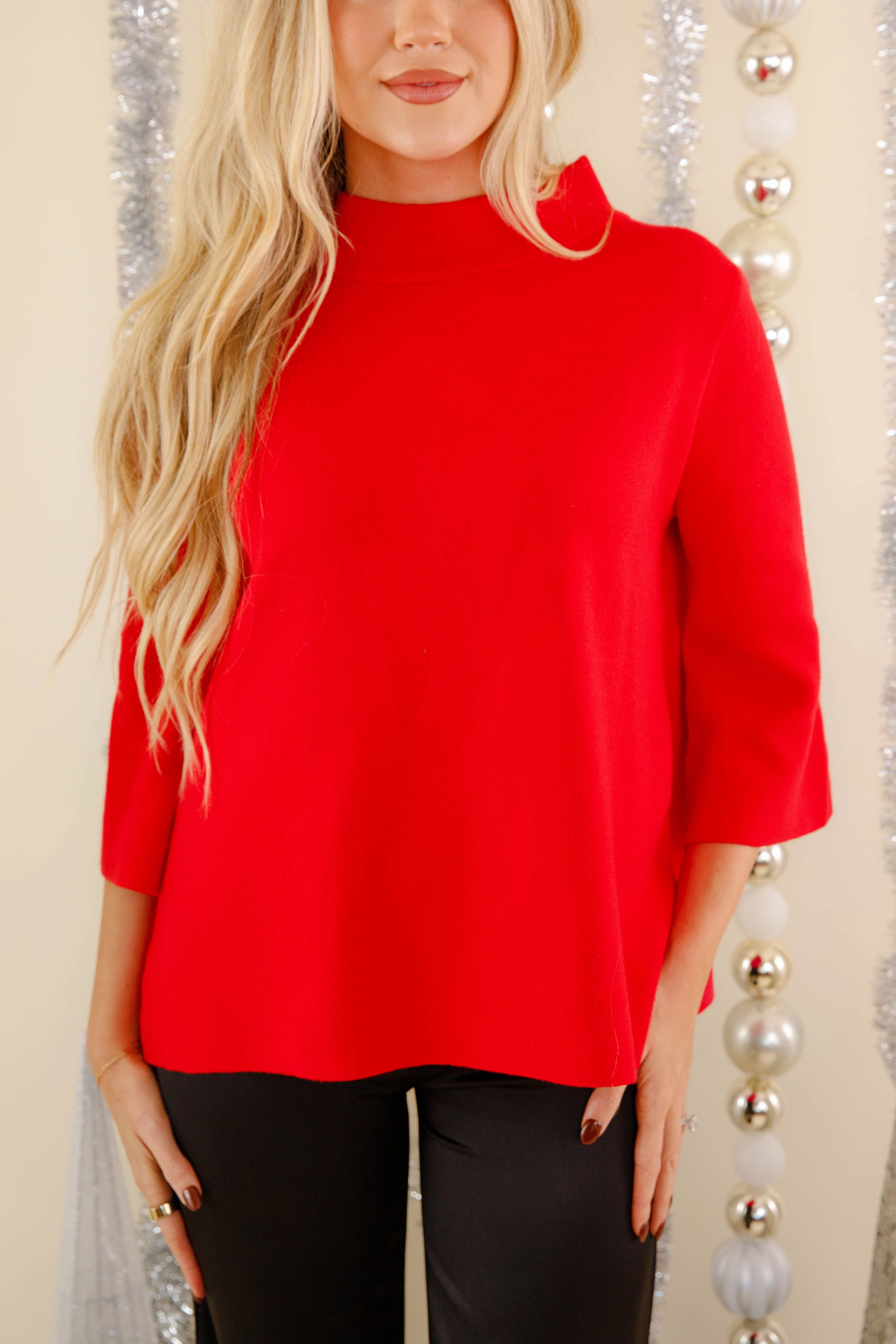 RESTOCK: Being Polite Sweater-Red Low Profile Zipper