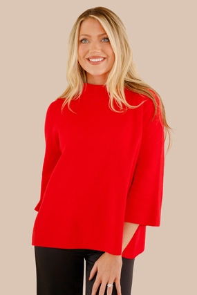 Cozy Sweater Ribbed Hemline RESTOCK: Being Polite Sweater-Red