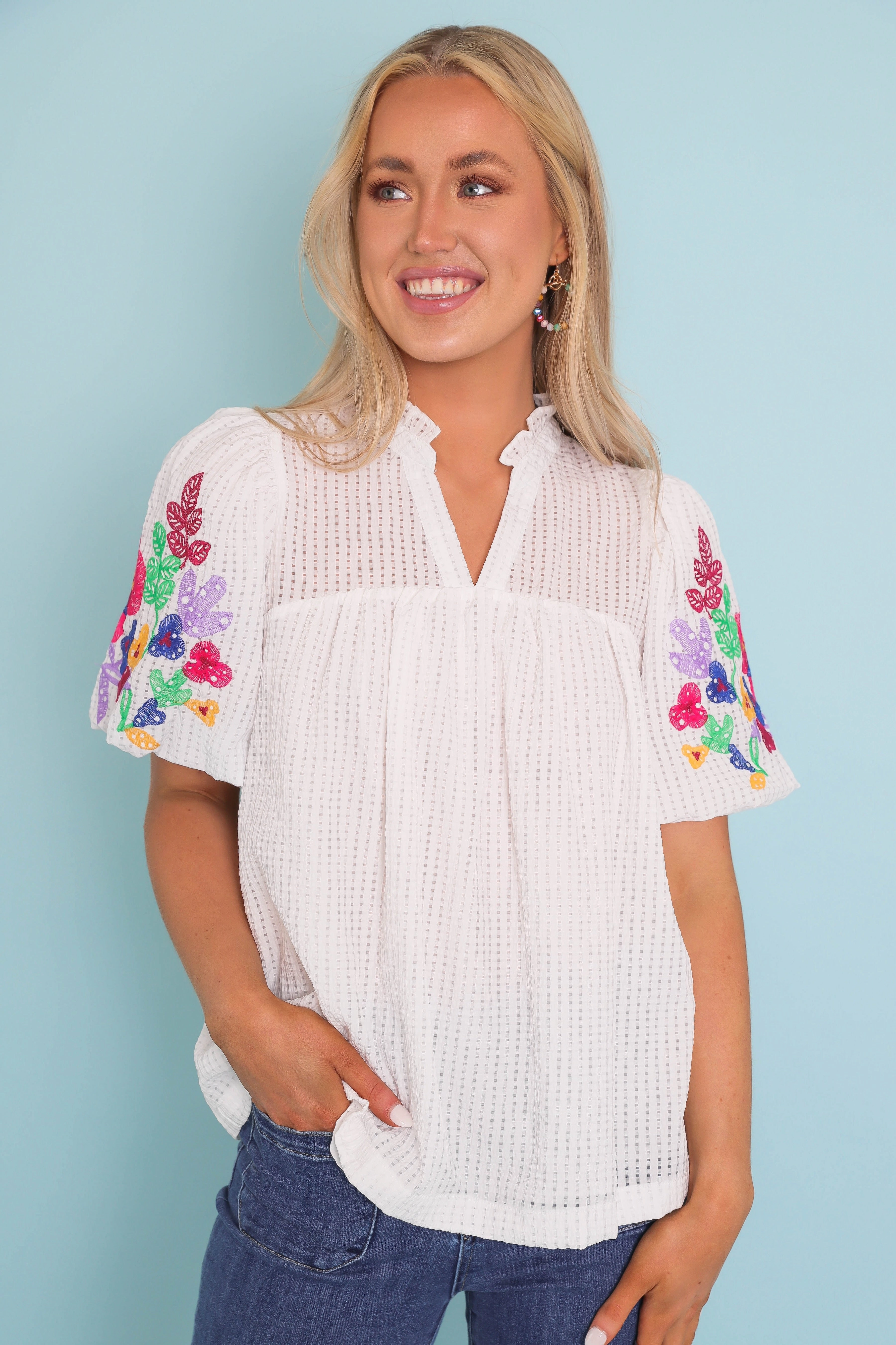 Printed top RESTOCK: Blossoming Into More Blouse-White