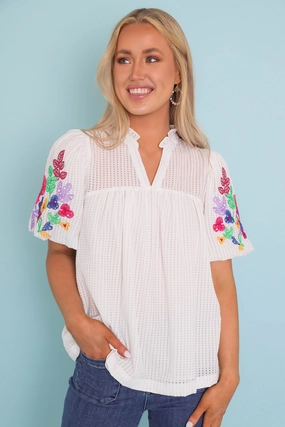 Printed top RESTOCK: Blossoming Into More Blouse-White