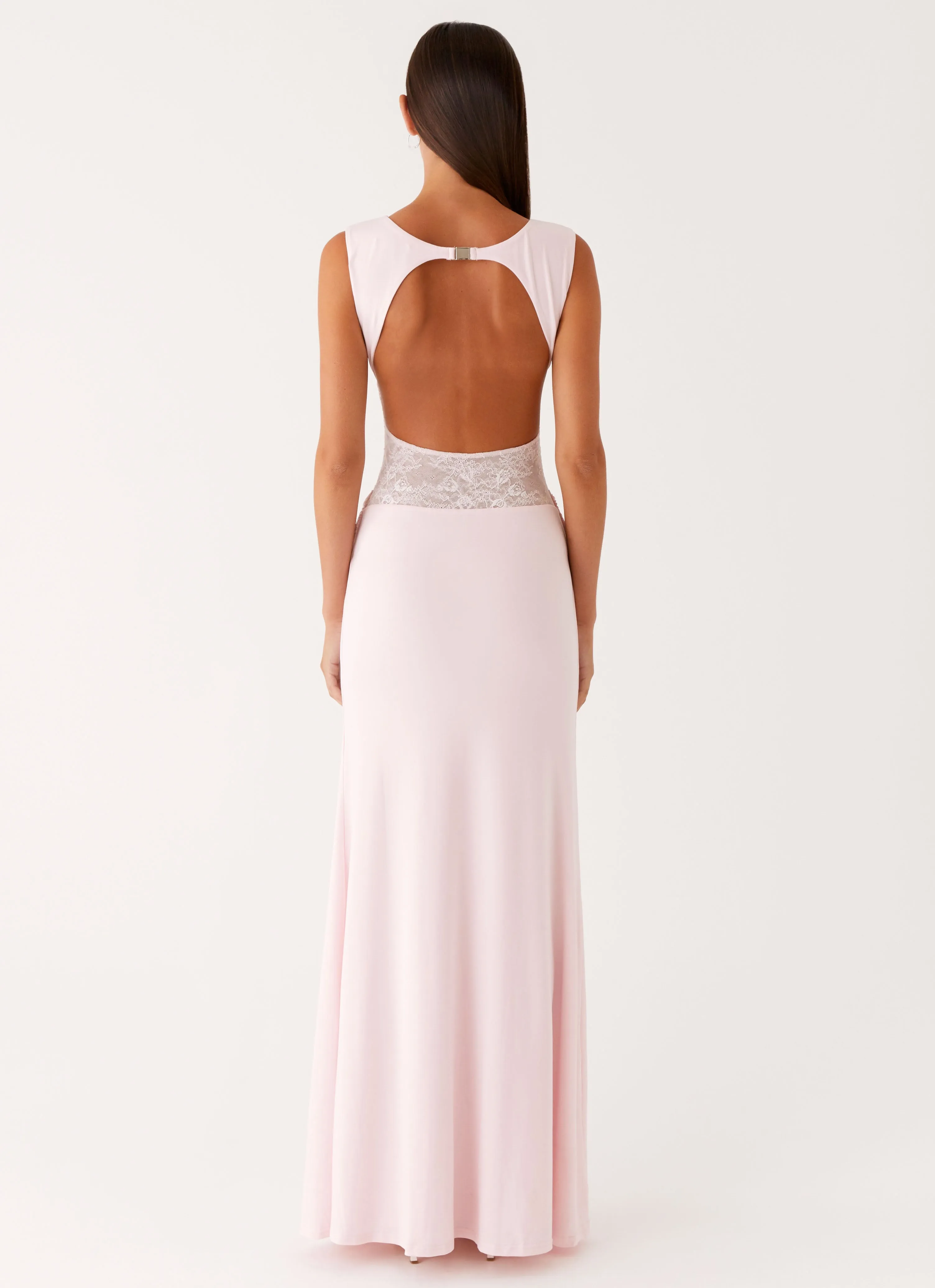 Love Tease Maxi Dress - Baby Pink Light Sheen Soft Comfort
