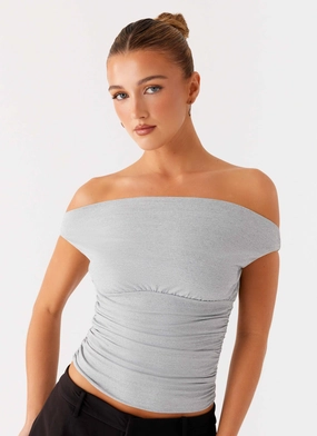 Reva Off Shoulder Top - Grey Tear Resistant Reinforcement