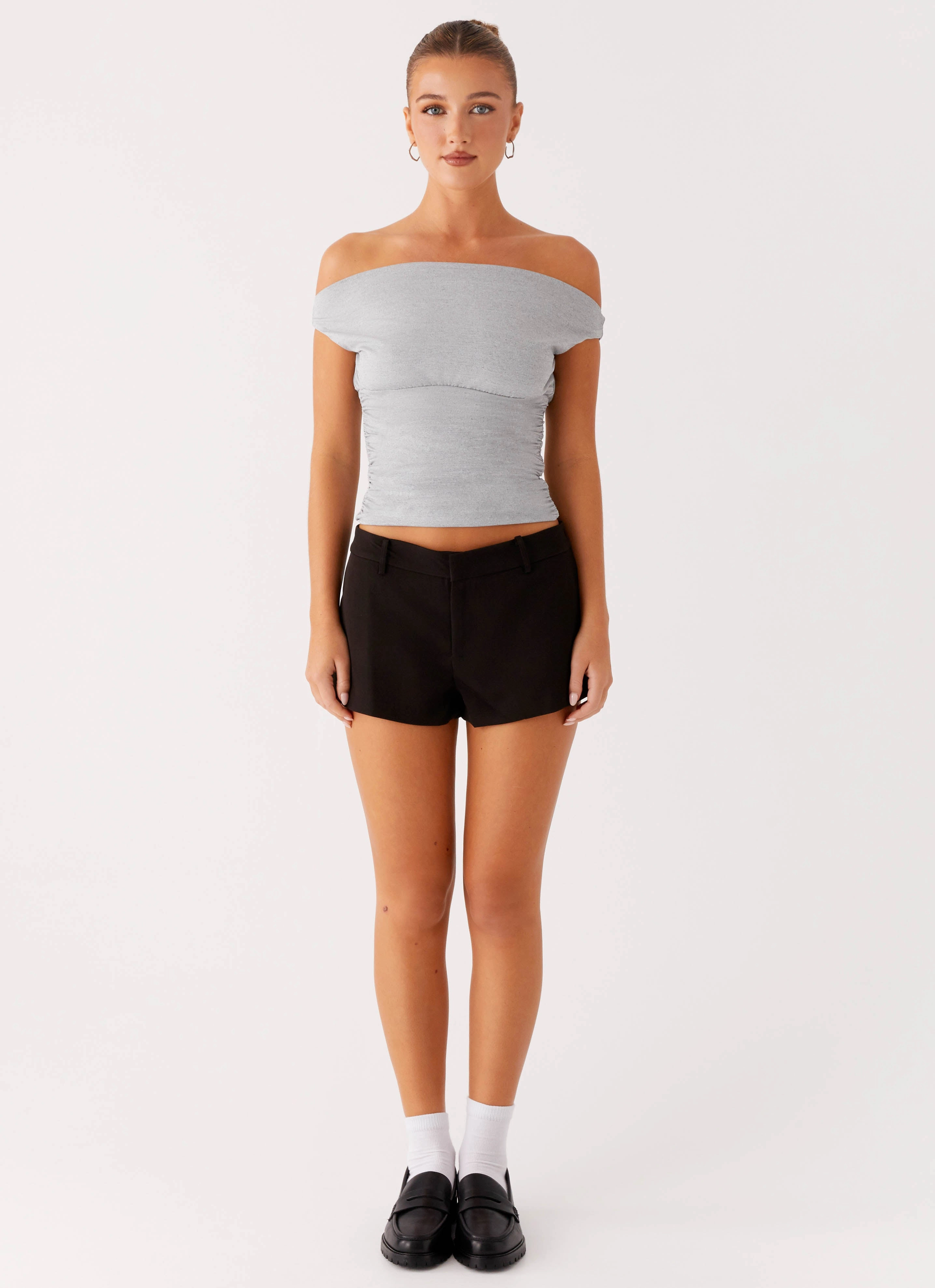 Bluesign Approved Material Thermal Regulation Technology Reva Off Shoulder Top - Grey