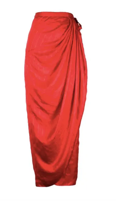 Reversible wrap midi skirt