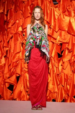 Reversible wrap midi skirt
