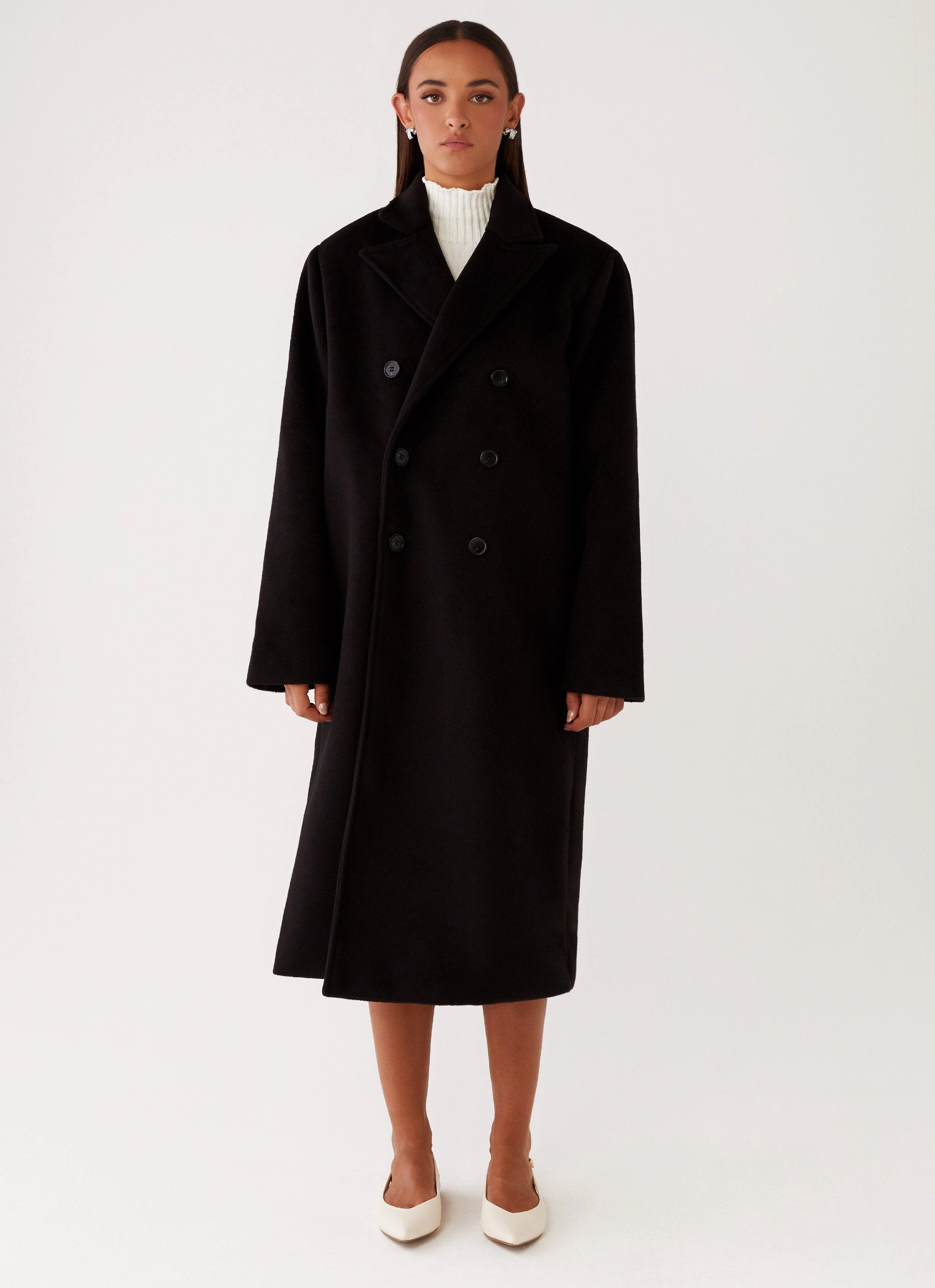 Clean Edge Piece Compression Storage Gianni Double Breast Coat - Black