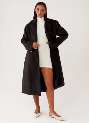 Flexible Armholes Gianni Double Breast Coat - Black