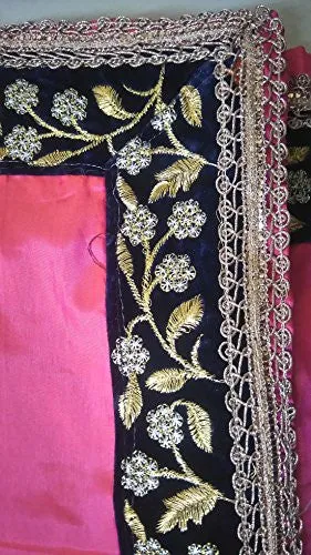 Rewa Enterprises Paper Silk Embroidered Party Wear Designer Fancy Saree With Blouse Piece - Orangi-pink colour