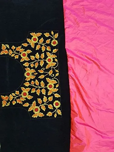 Rewa Enterprises Paper Silk Embroidered Party Wear Designer Fancy Saree With Blouse Piece - Orangi-pink colour