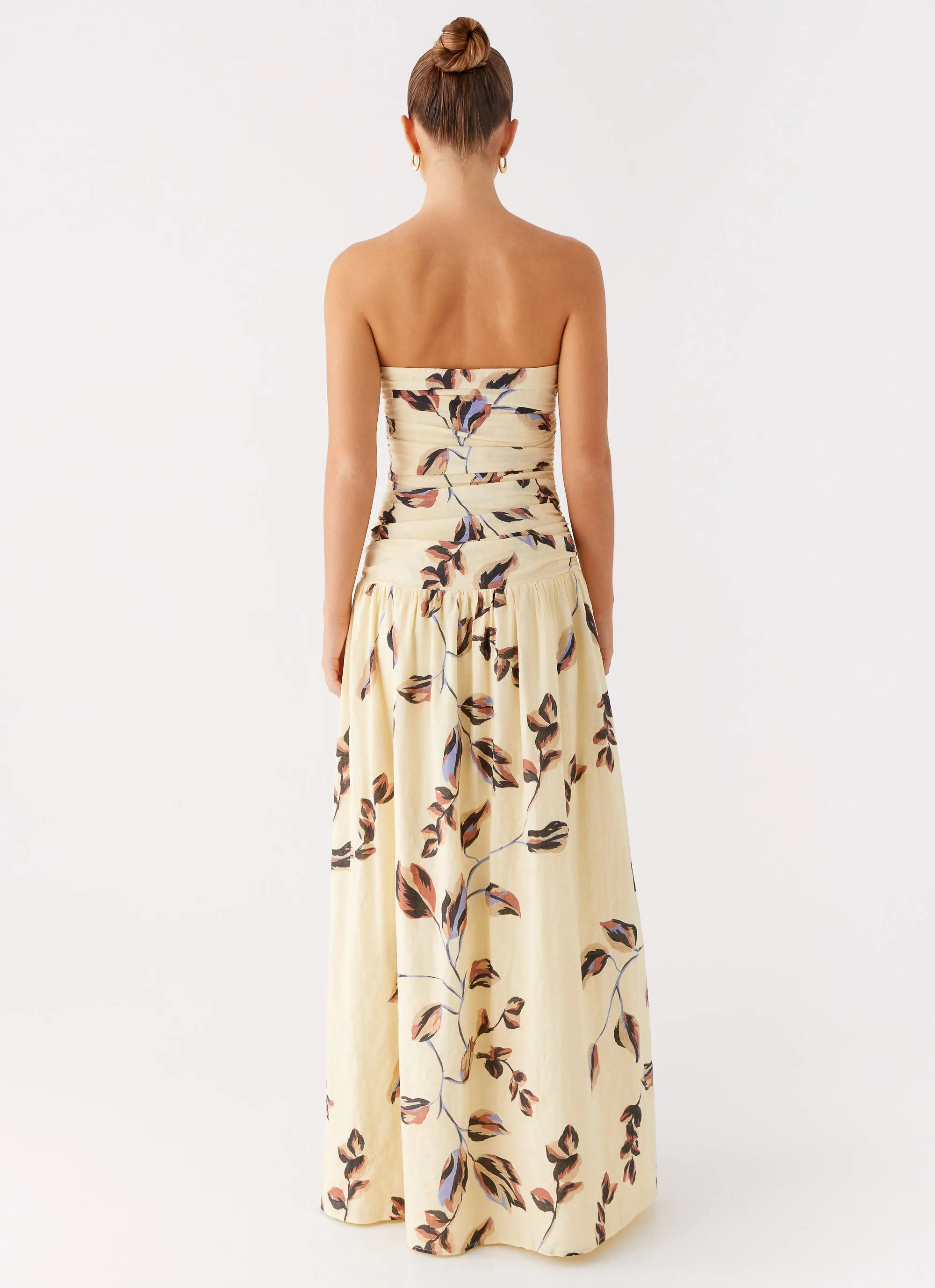 Relaxed Finish Fall Tone Rhea Ruched Maxi Dress - Buttercream Bliss