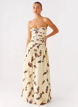 Rhea Ruched Maxi Dress - Buttercream Bliss Vibrant color
