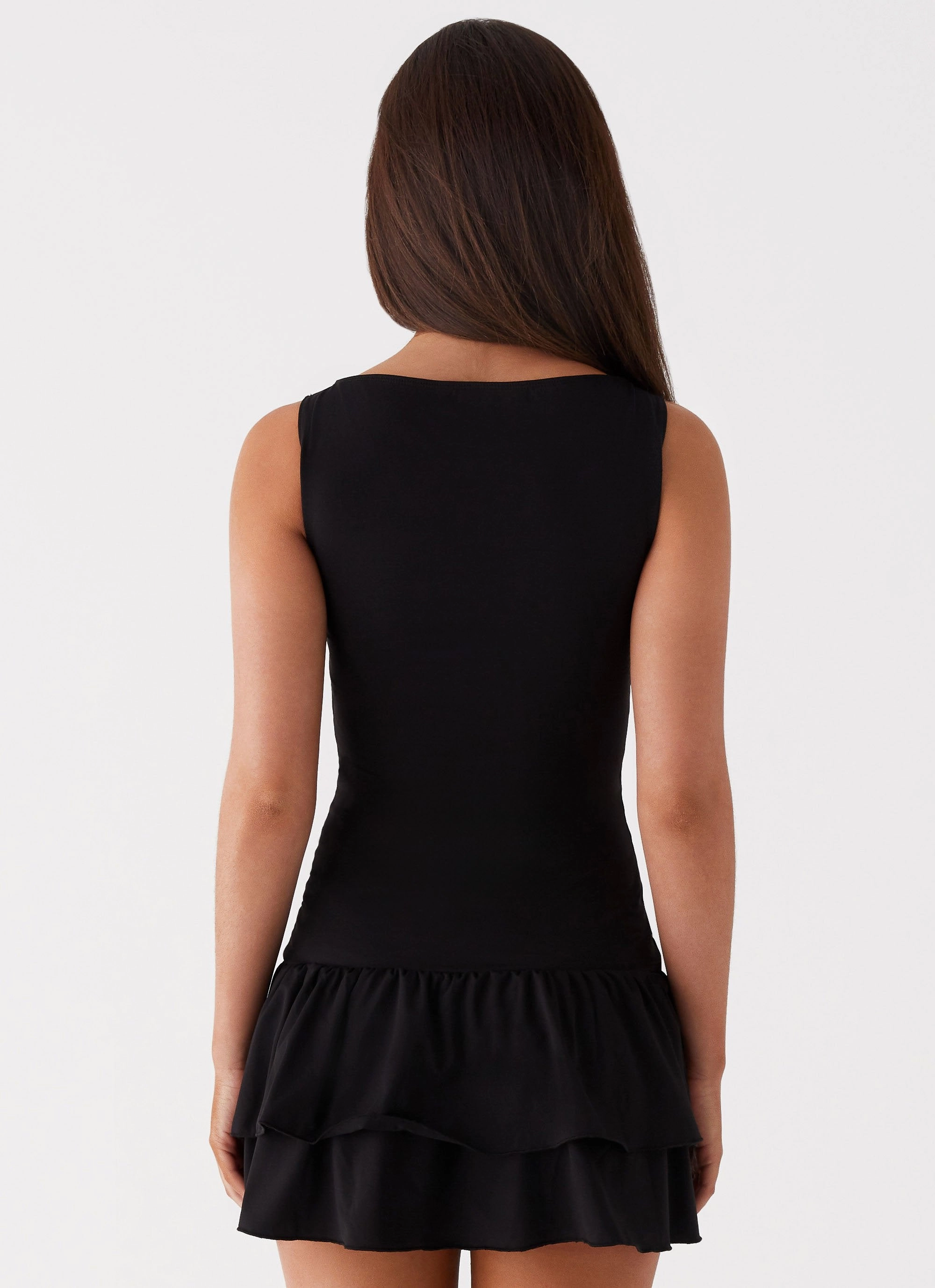 DurableStitching Luxe Comfort Rhiannon Frill Mini Dress - Black