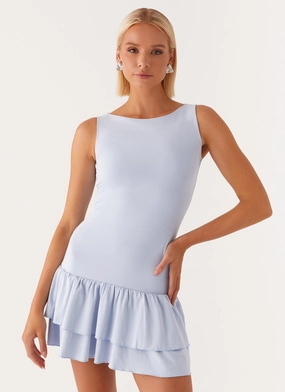 Relaxed Vibe Rhiannon Frill Mini Dress - Blue