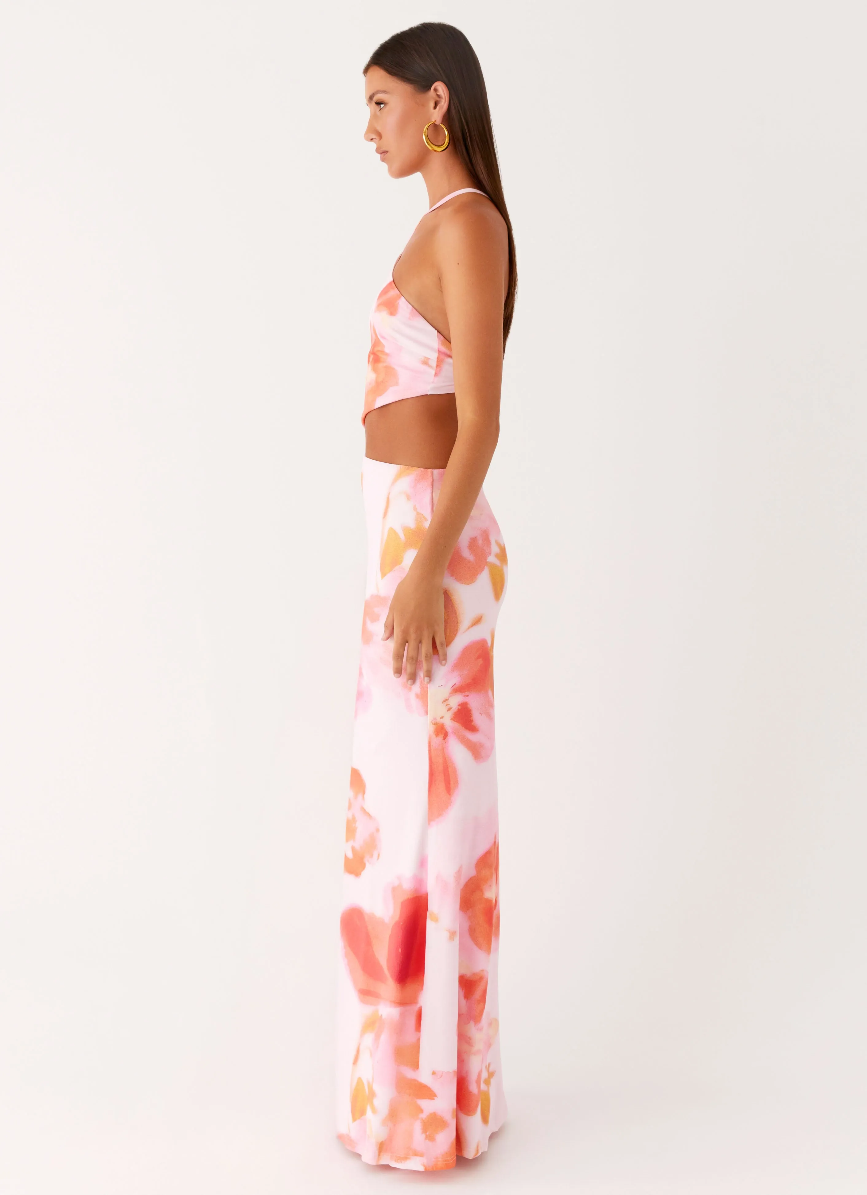 Riano Cut Out Maxi Dress - Blushing Blossom Summer-Season Light Elegance