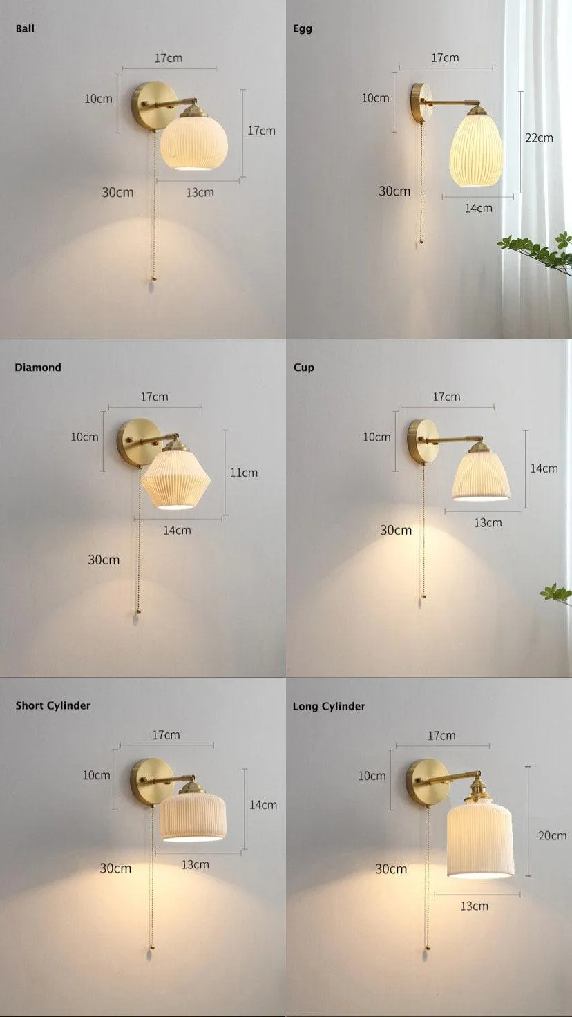 Ribbed Ceramic Wall Light in Lantern Egg Shape - Bulb Included