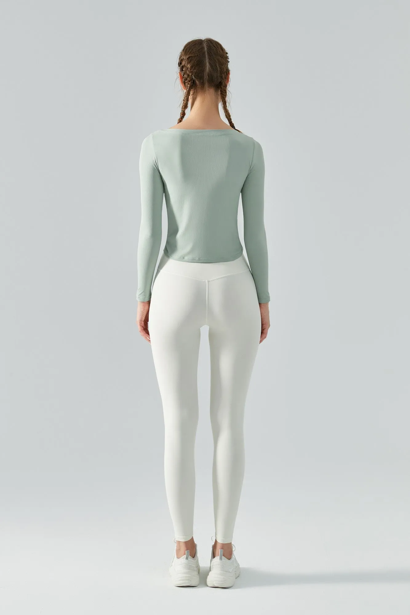 Ribbed Ruched Hem Crop Yoga Top with Drawstring