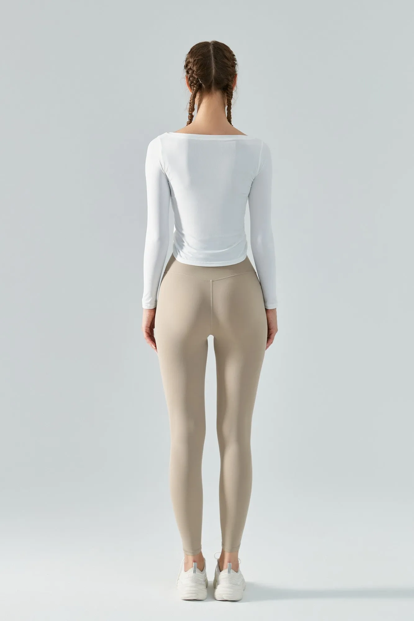 Ribbed Ruched Hem Crop Yoga Top with Drawstring